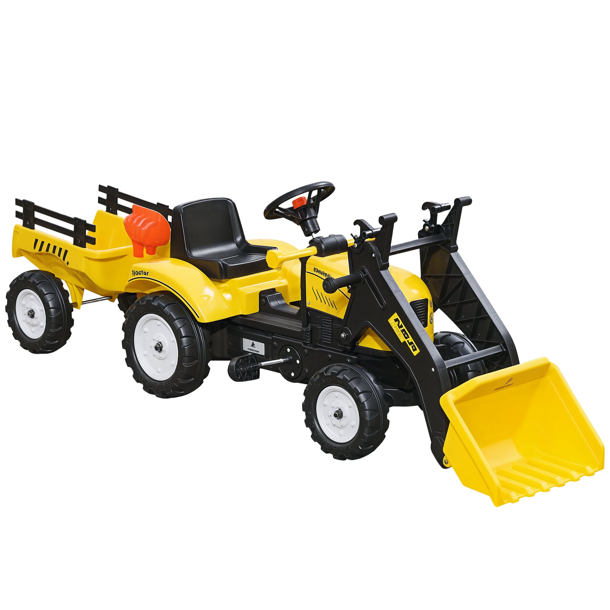 Trator a Pedais para Crianças Amarelo e Preto 167x41x52 cm