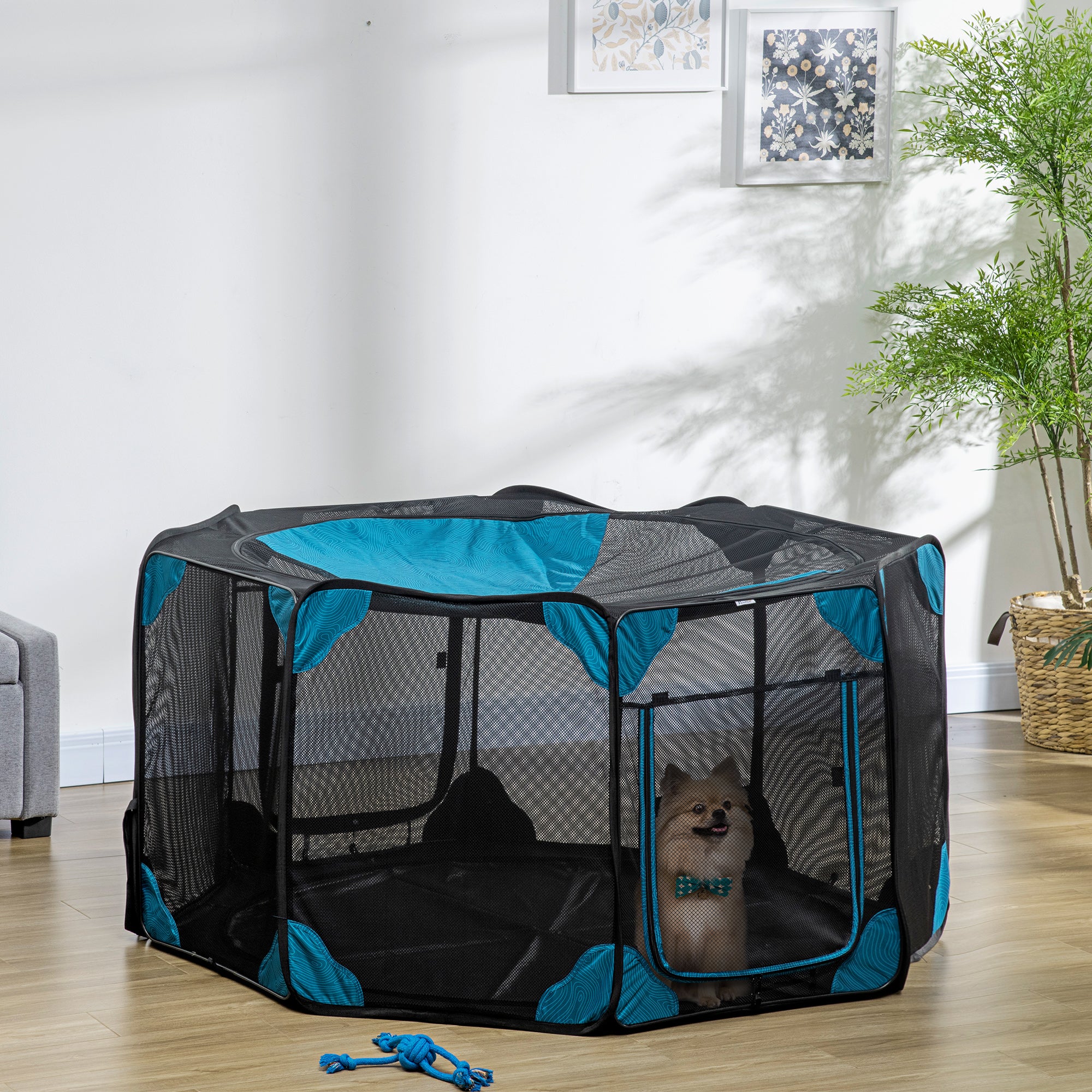 Parque para Animais de Estimação Ø154x76cm Azul