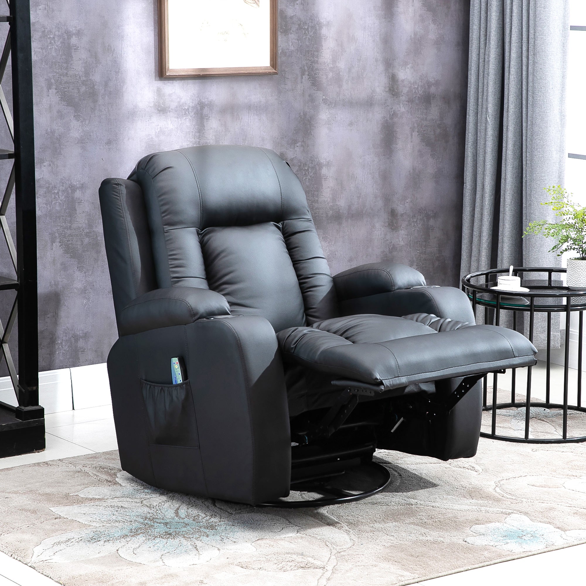 Poltrona Reclinável com Massagem Vibratória e Aquecimento 85x94x104 cm Preto