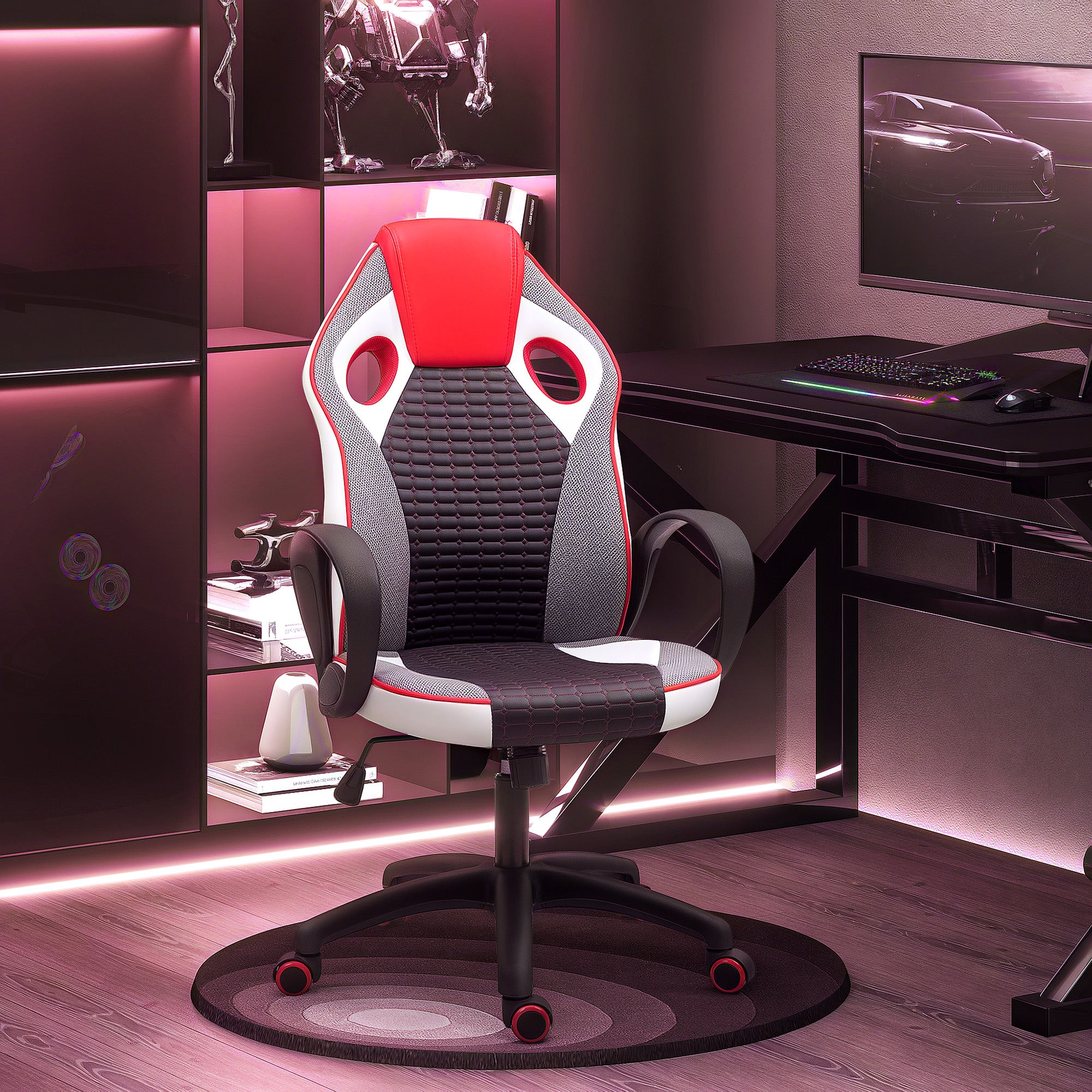 Cadeira Gaming com Altura Ajustável em Vermelho 60,5x67x107,5-116,5 cm