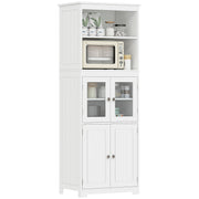 Armário de Cozinha 60x30x162 cm Branco com Prateleiras Ajustáveis e Portas de Vidro