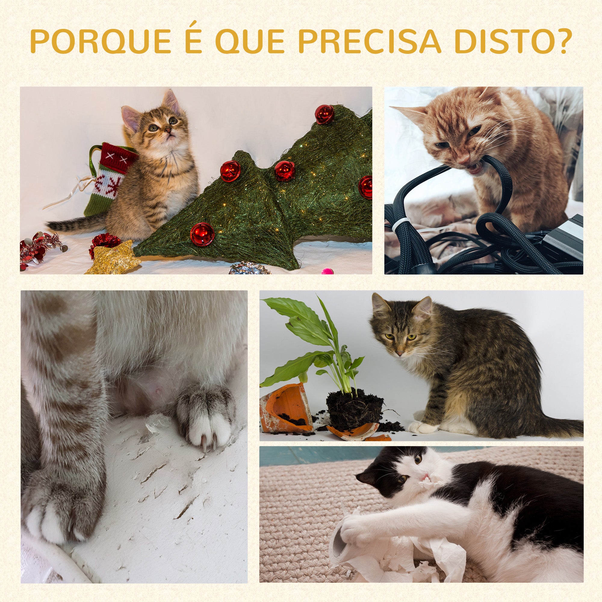 Arranhador para Gatos 133 cm Carvalho e Branco