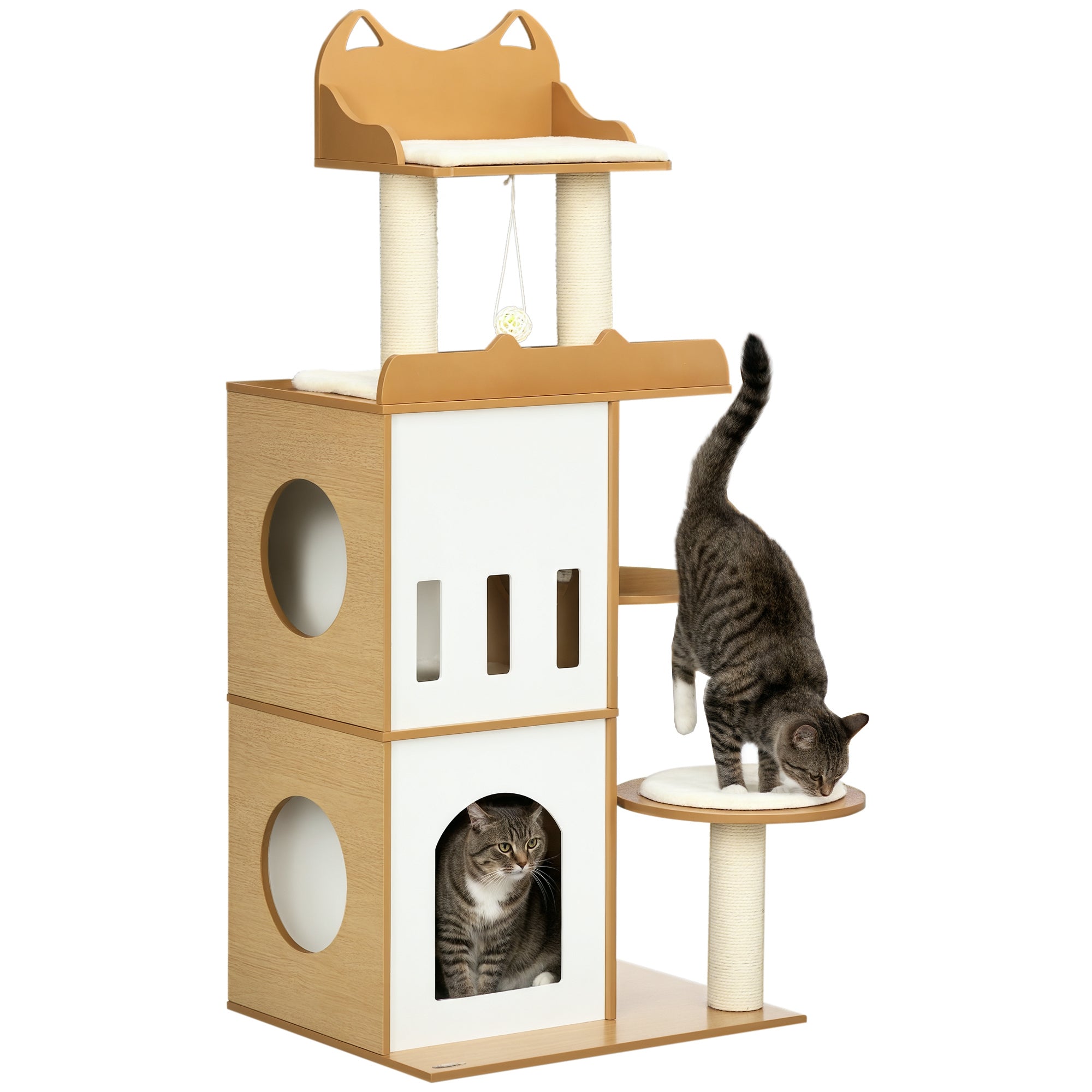 Arranhador para Gatos 133 cm Carvalho e Branco