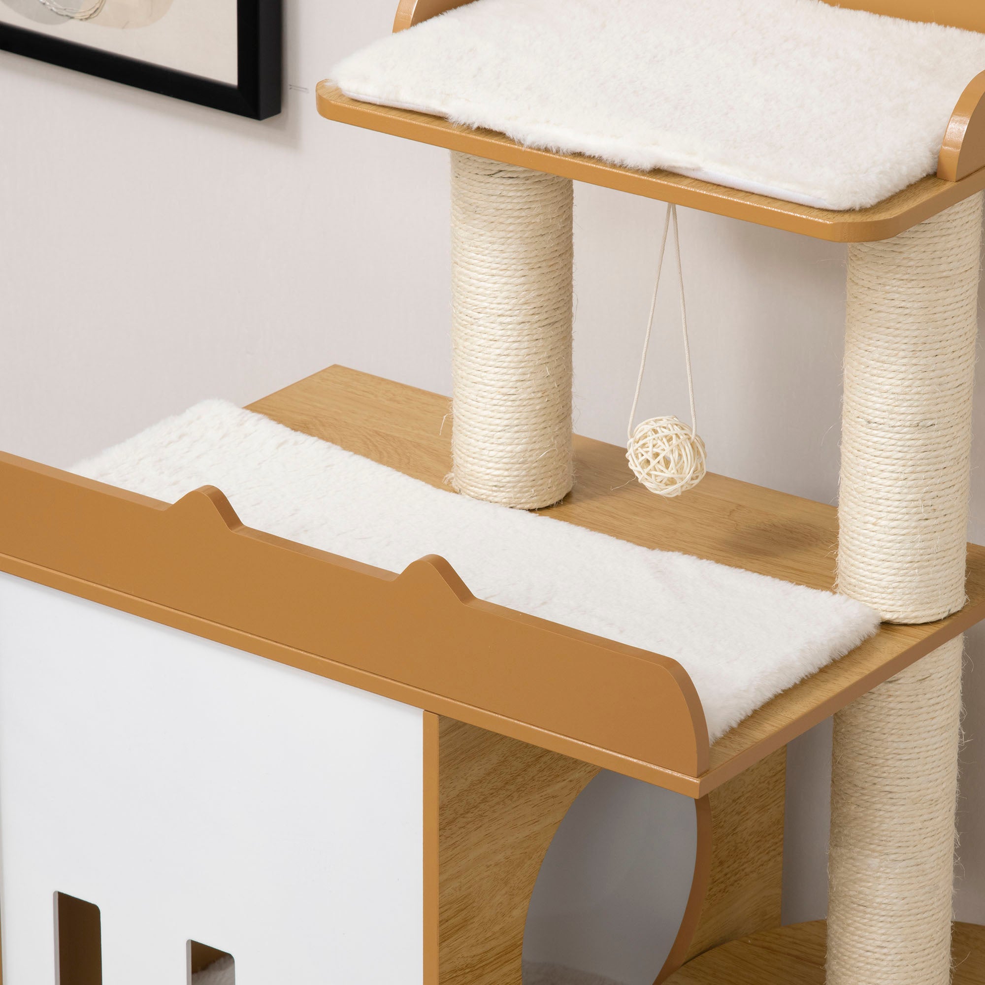 Arranhador para Gatos 133 cm Carvalho e Branco