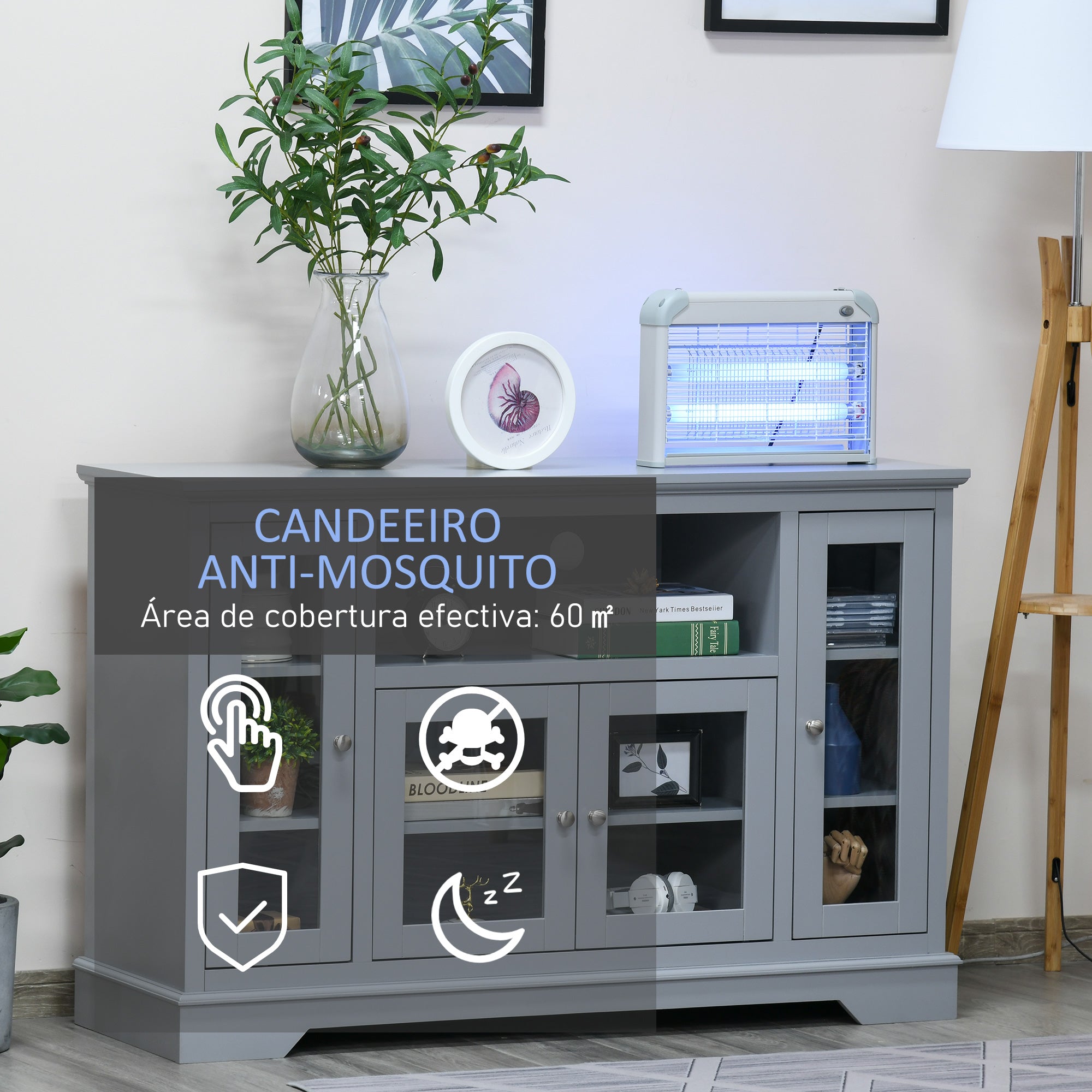Lâmpada Anti-Mosquitos Elétrica 30W Branco e Cinza 48,5x8,5x26,5cm