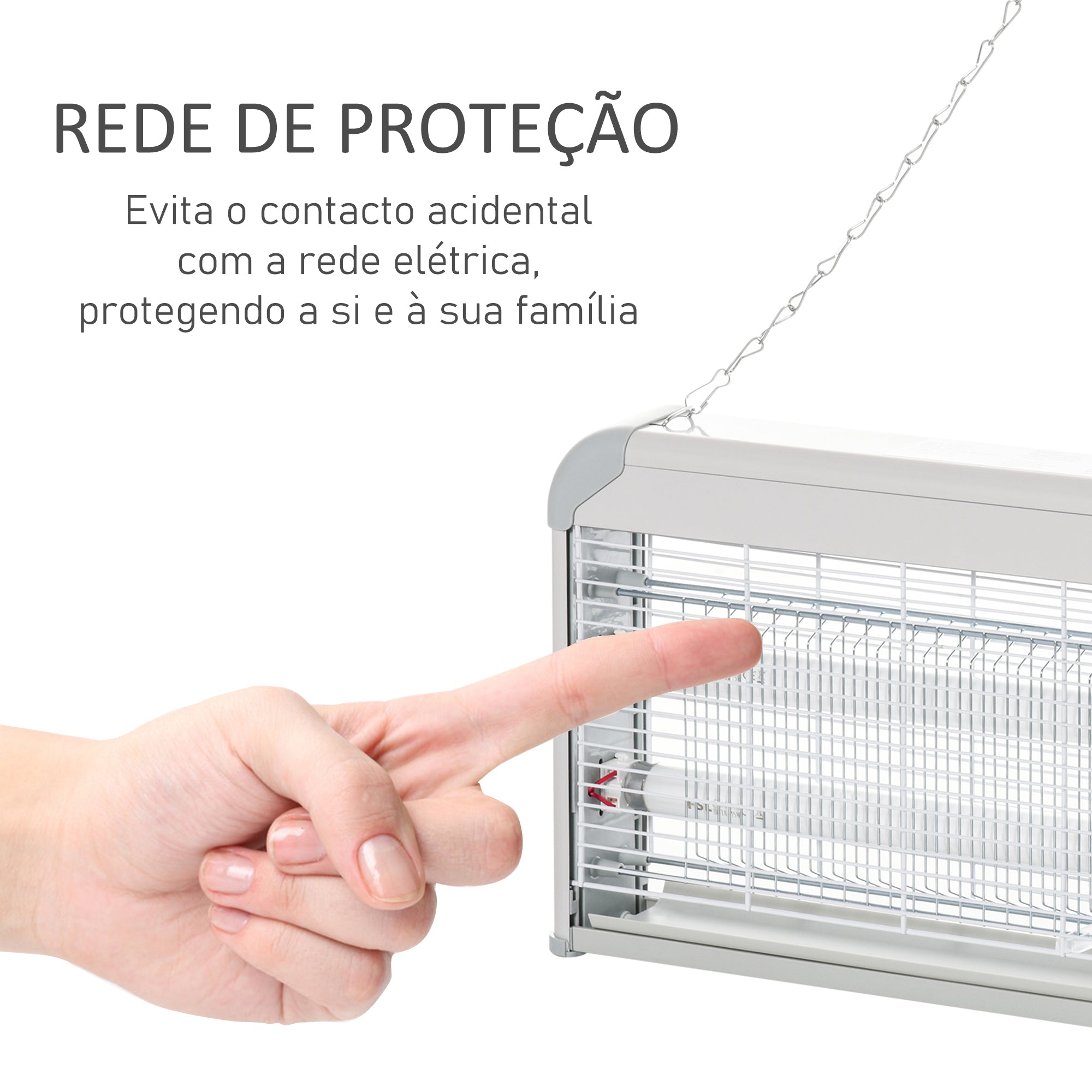 Lâmpada Anti-Mosquitos Elétrica 30W Branco e Cinza 48,5x8,5x26,5cm