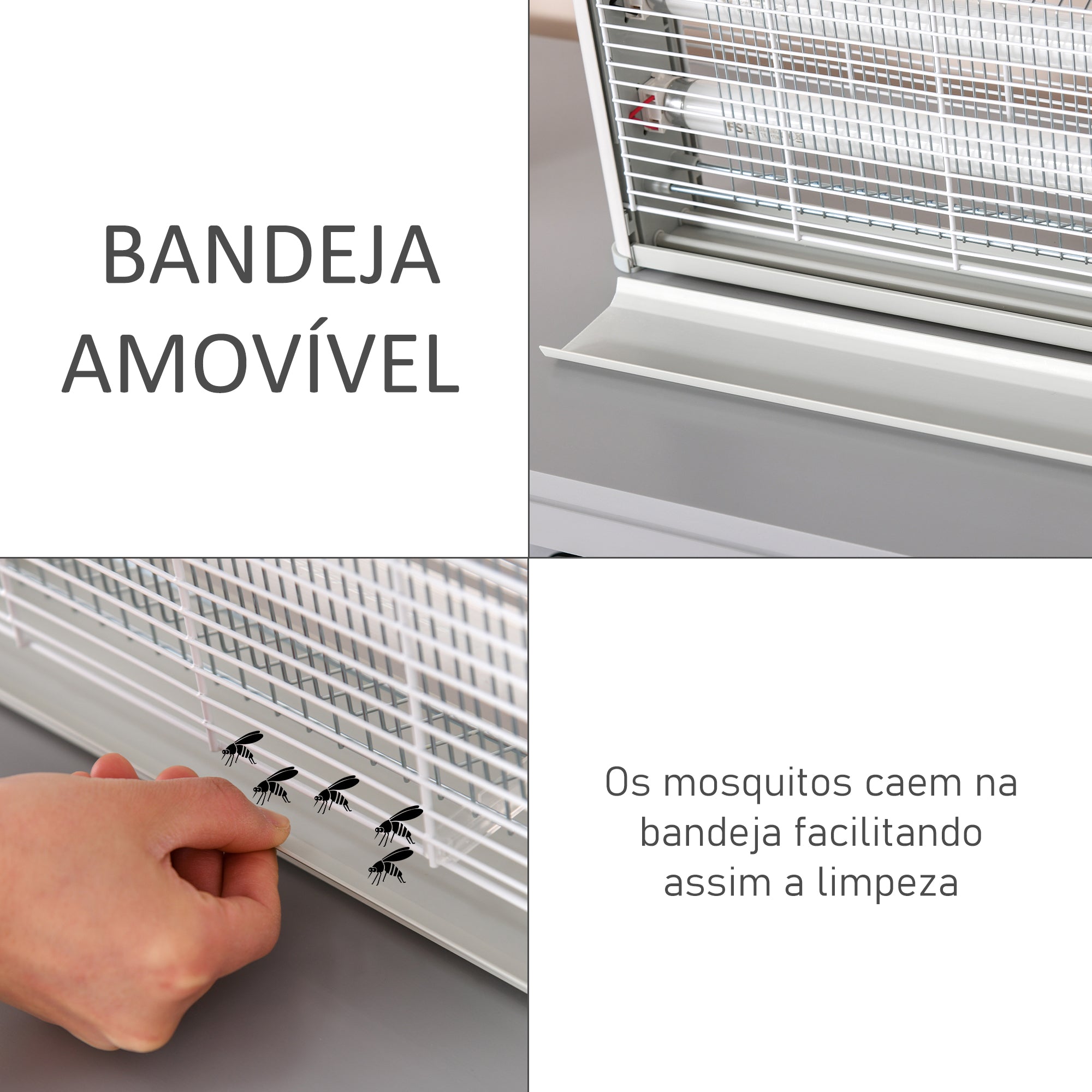 Lâmpada Anti-Mosquitos Elétrica 30W Branco e Cinza 48,5x8,5x26,5cm