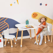 Conjunto Infantil de Mesa e 2 Cadeiras de Madeira - Branco - 56x56x50 cm