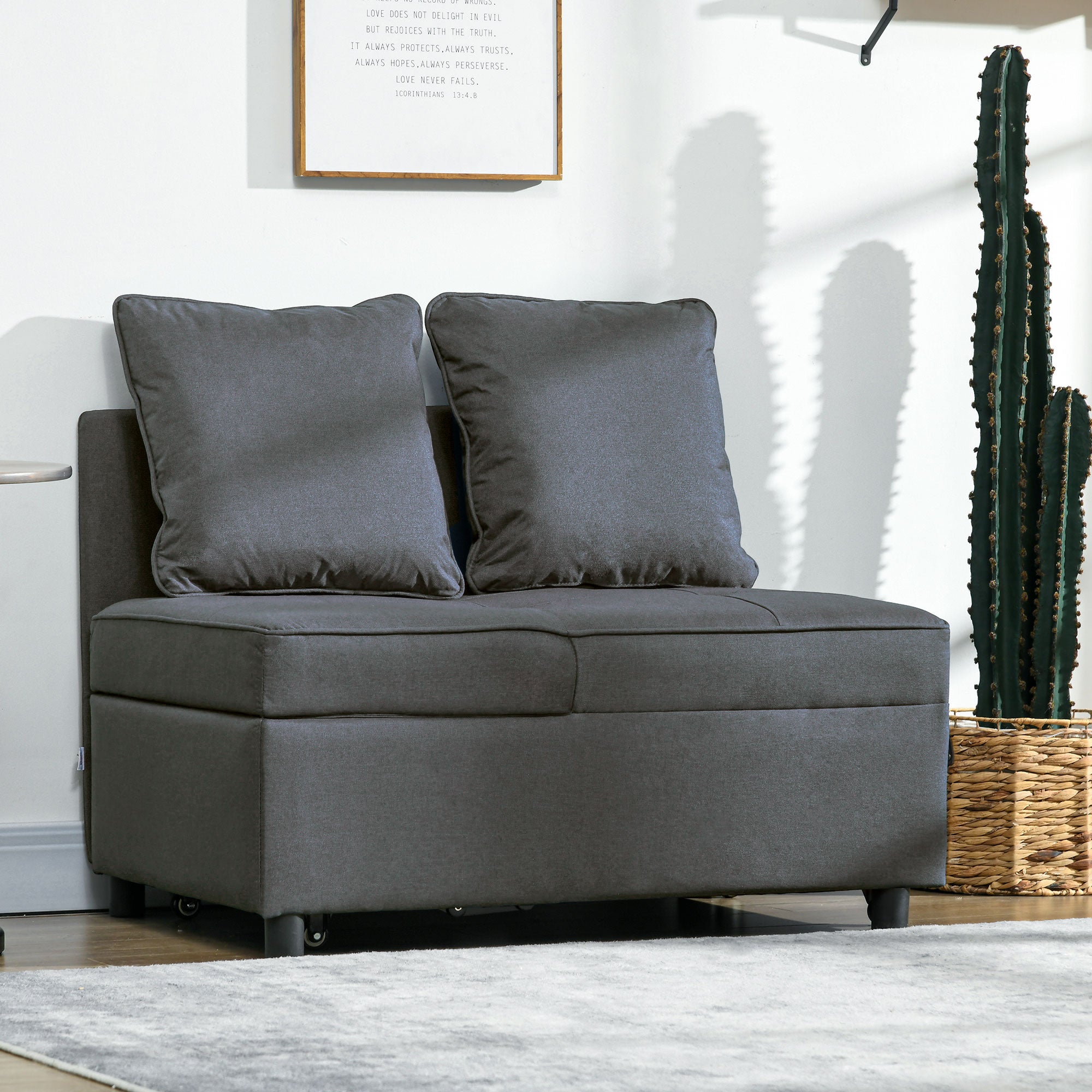 Sofá Cama 3 em 1 65x98x69 cm Cinzento