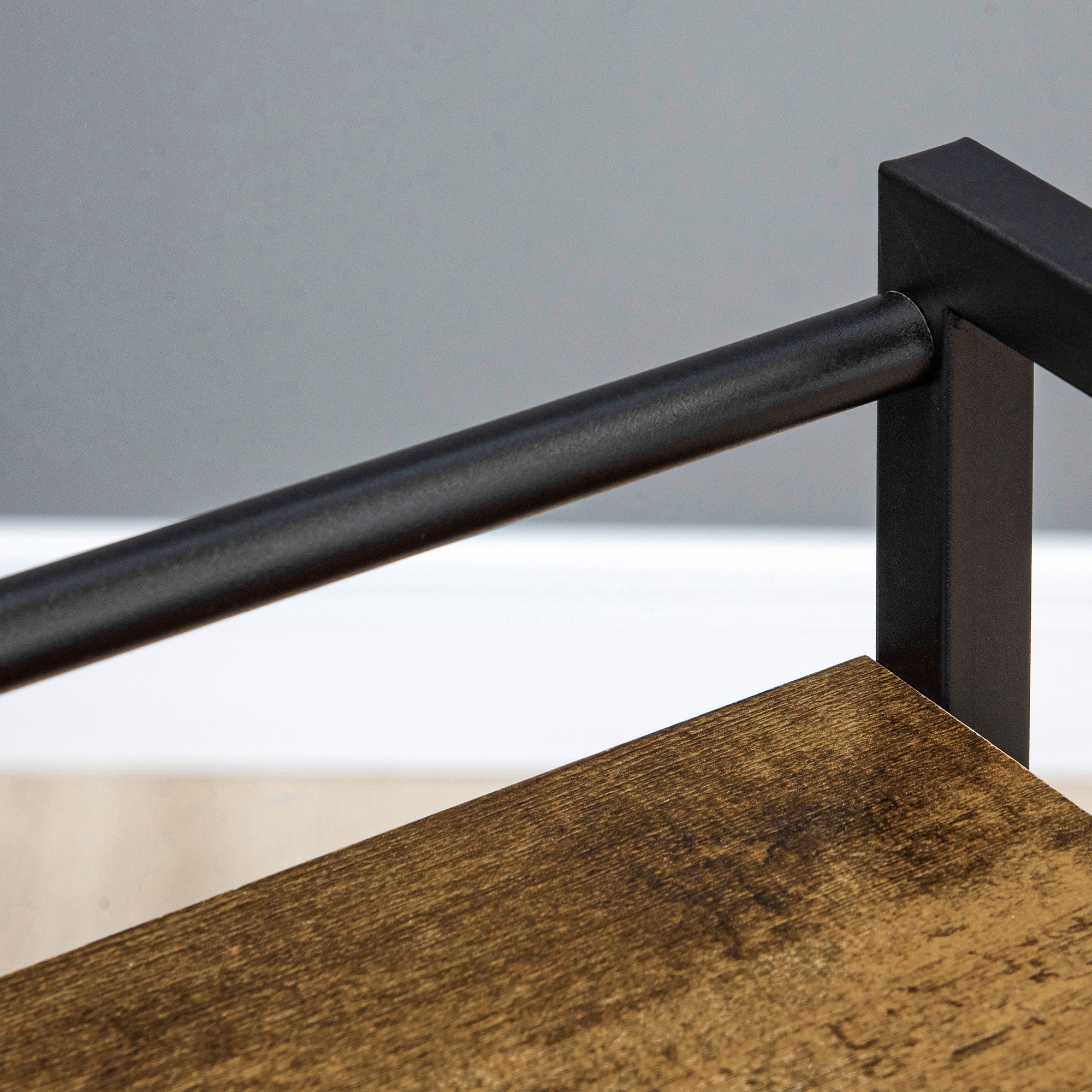 Estante Multifuncional com Rodas – 50x35x100,5cm – Castanho Rústico – Aço e Melamina de Madeira