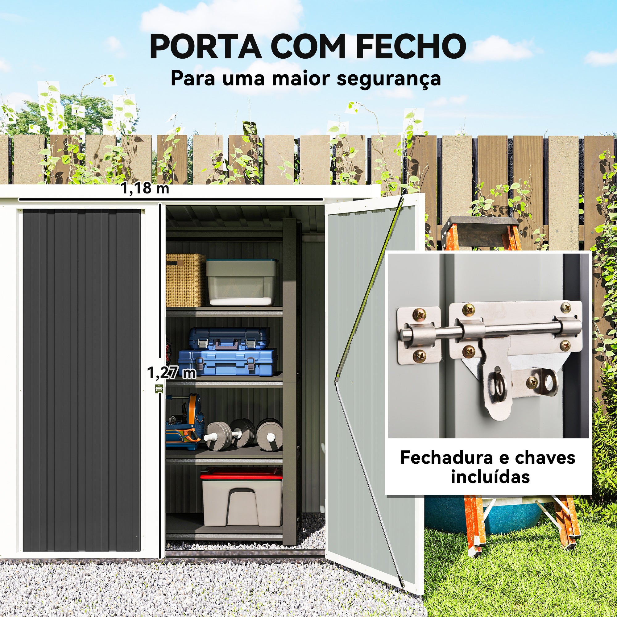 Abrigo de Jardim 1,26 m² Preto 147x86x134 cm