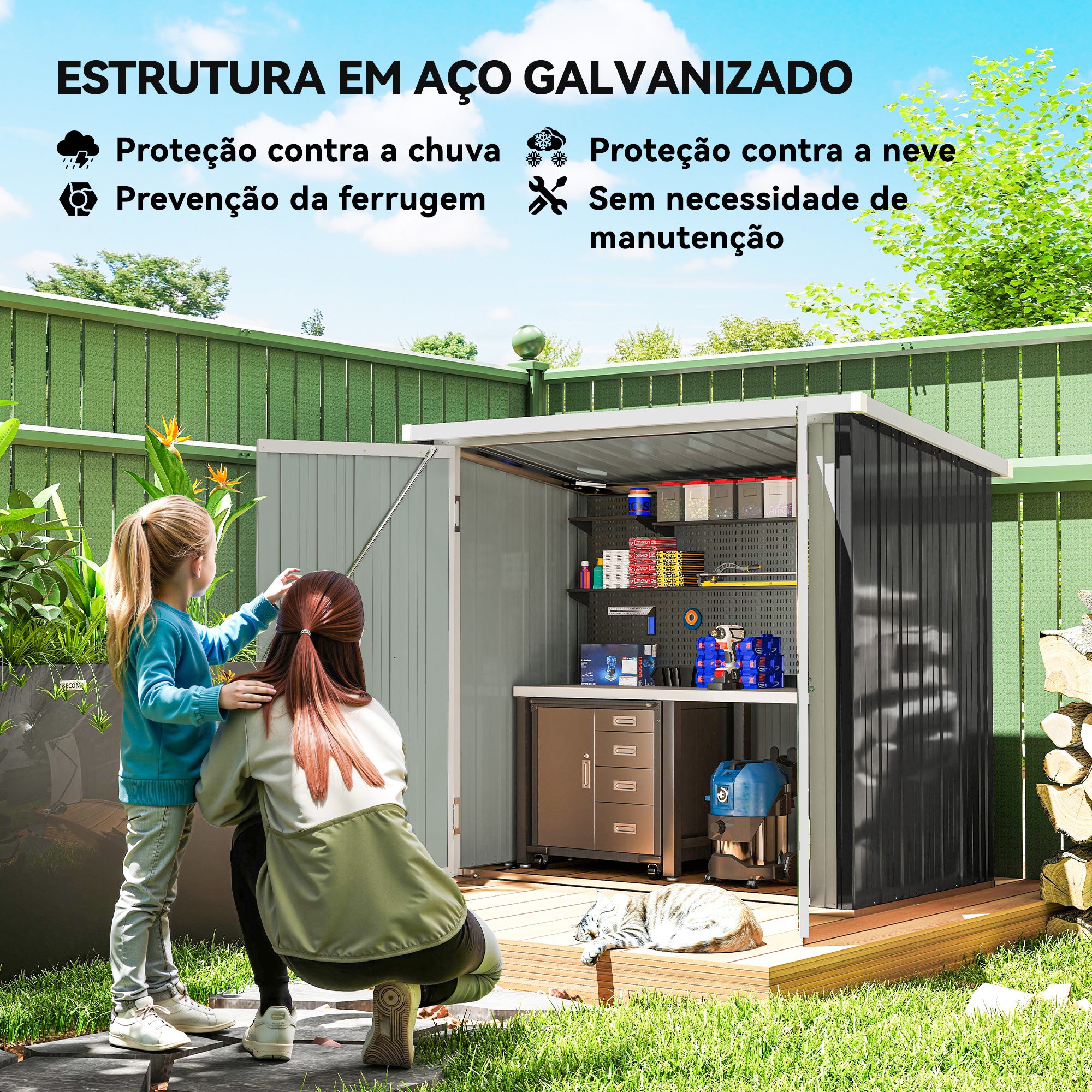 Abrigo de Jardim 1,26 m² Preto 147x86x134 cm