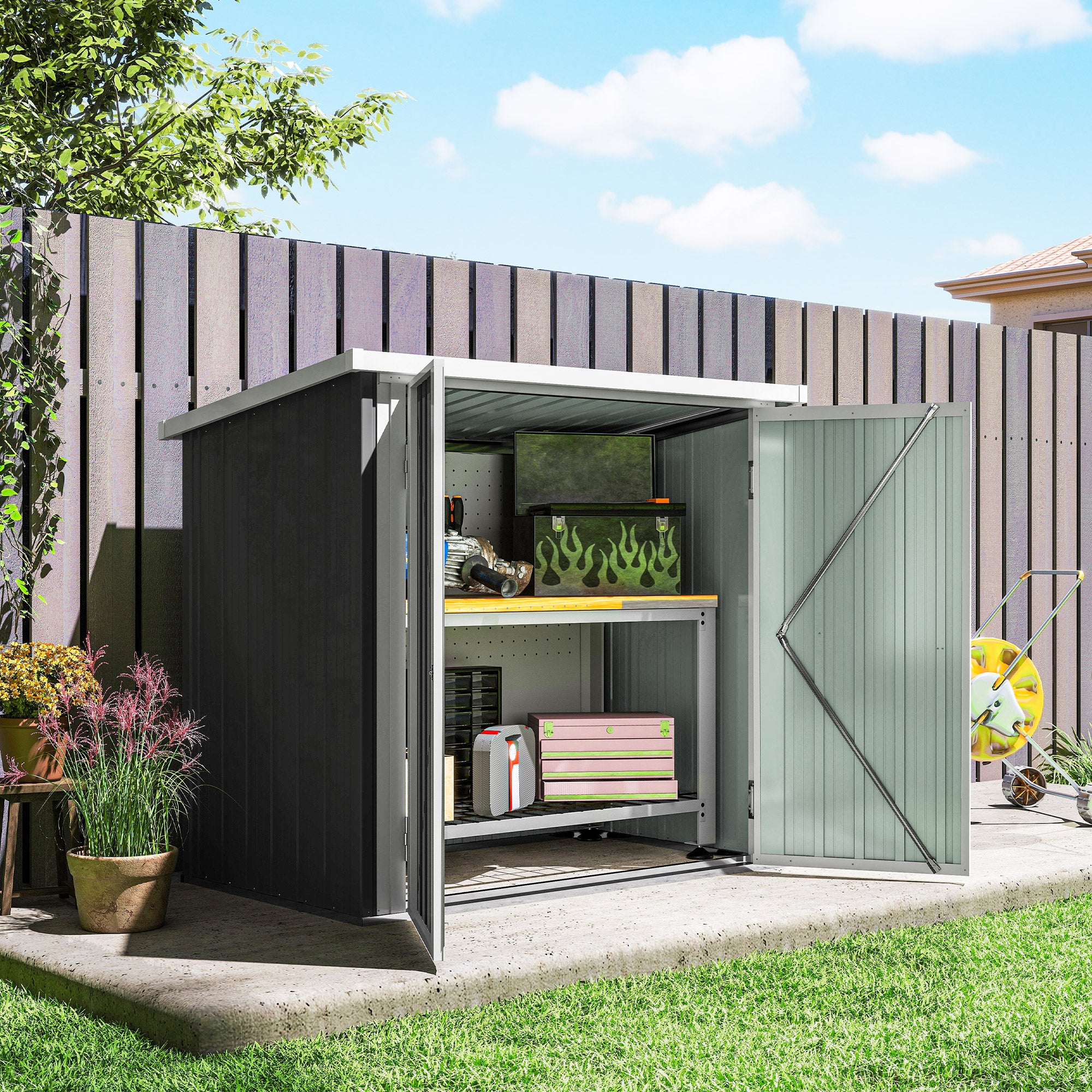 Abrigo de Jardim 1,26 m² Preto 147x86x134 cm
