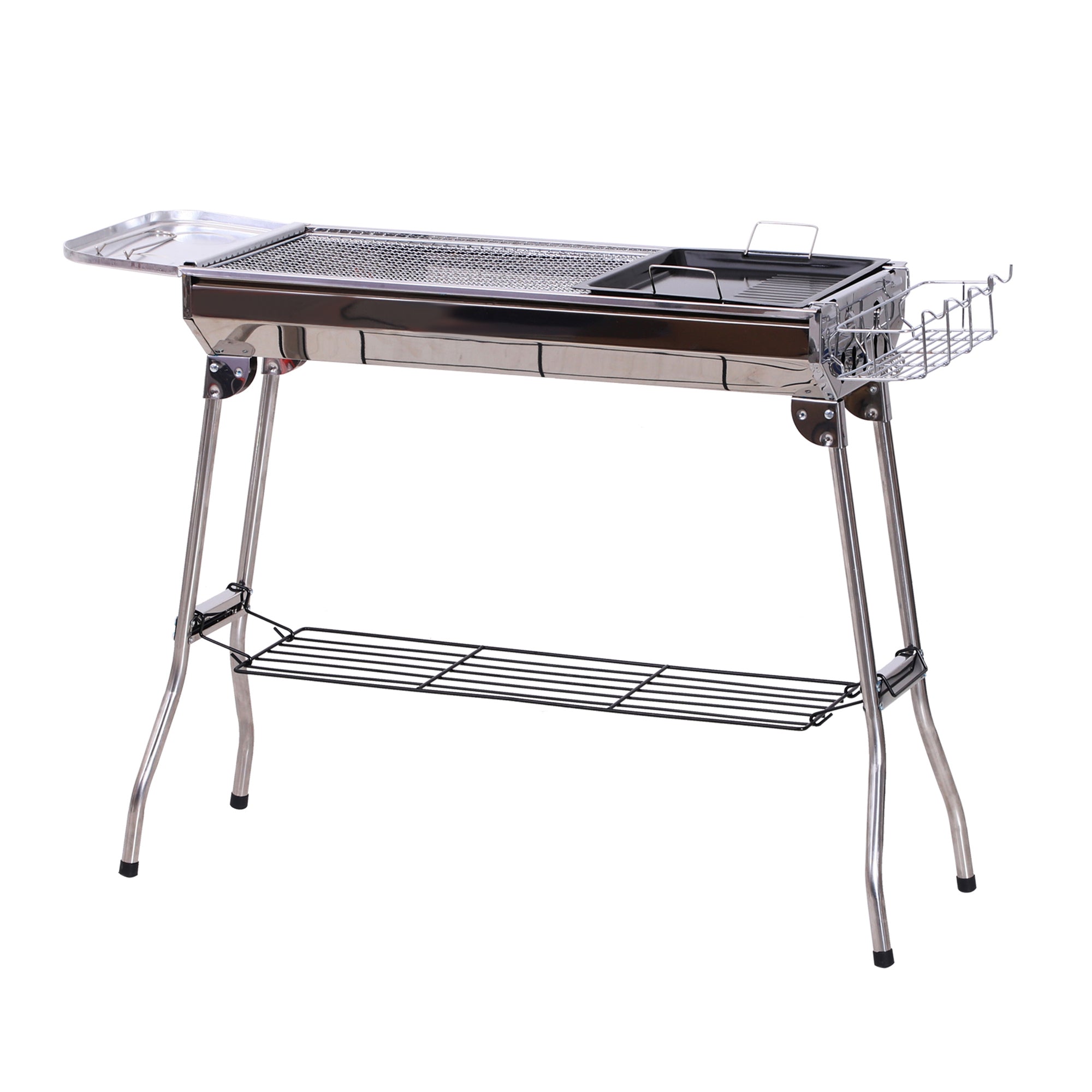Barbecue a Carvão Dobrável 104x33x70 cm - Prata