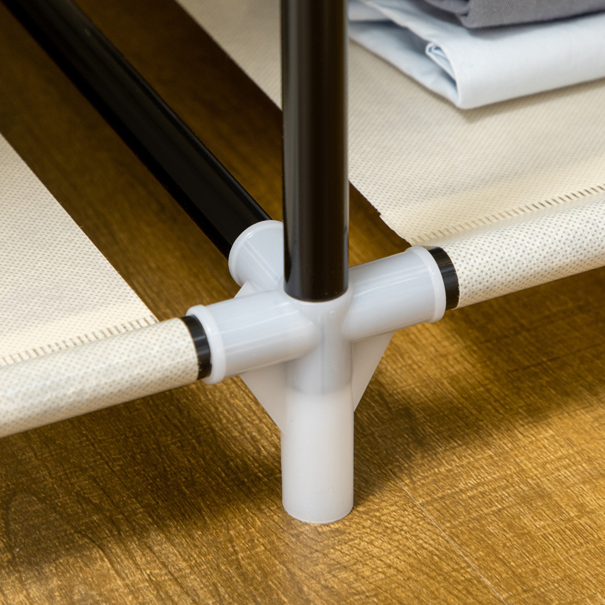 Roupeiro de Tecido Dobrável 103x43x162,5cm - Cor Creme Branco