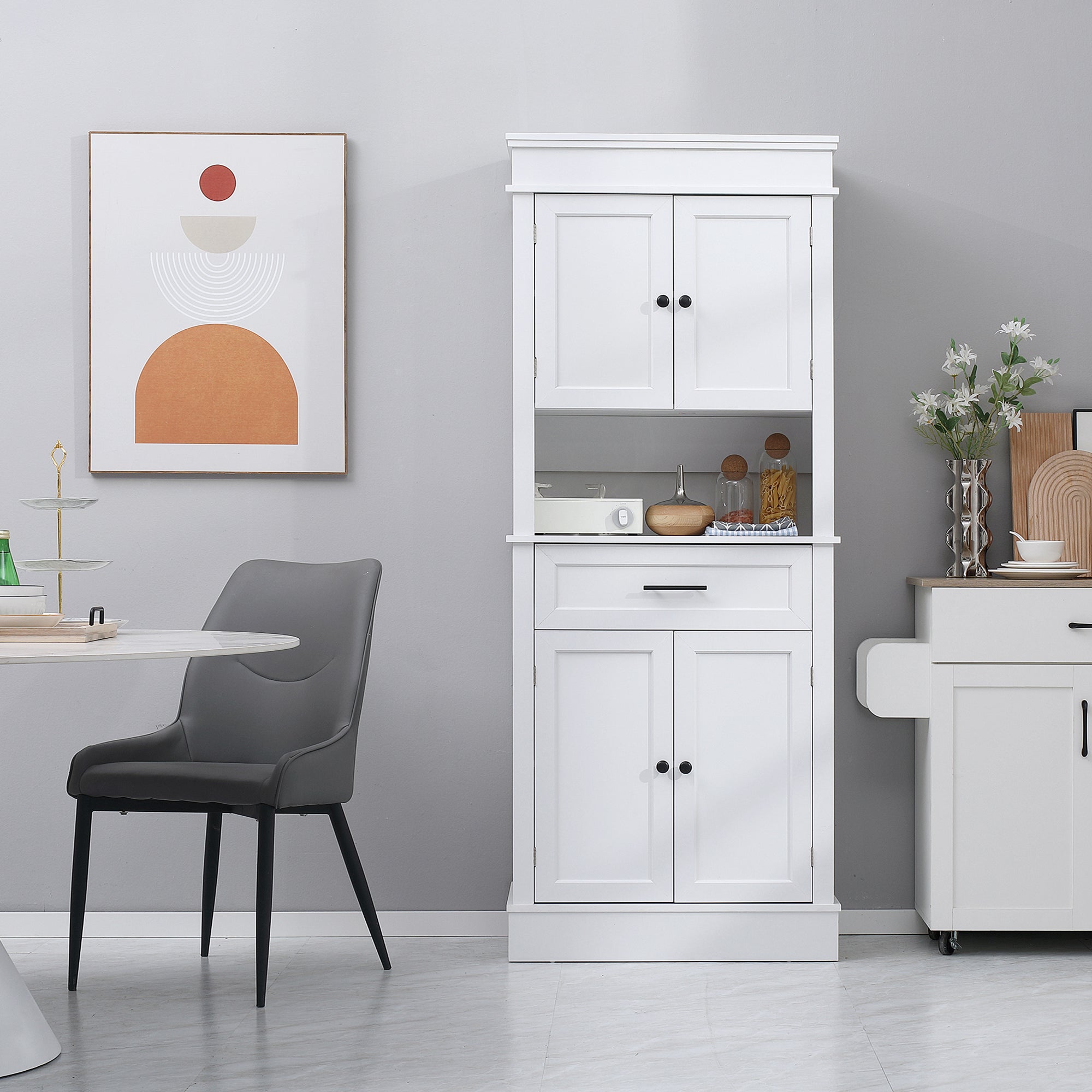Armário de Cozinha Móvel Auxiliar Branco 74x39,5x183cm