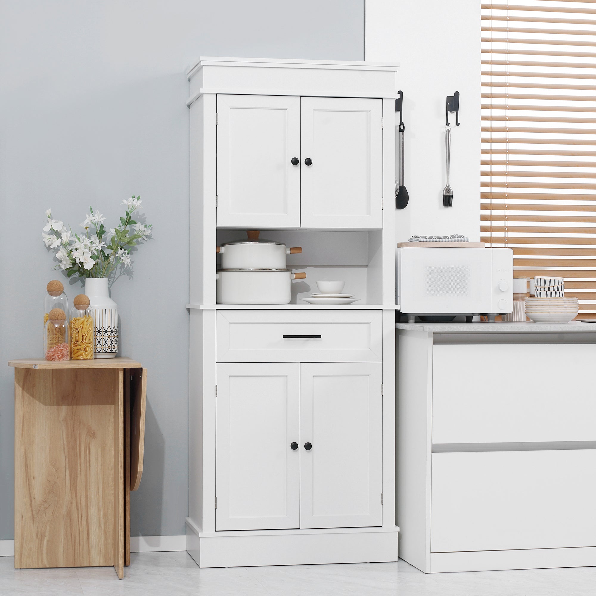 Armário de Cozinha Móvel Auxiliar Branco 74x39,5x183cm