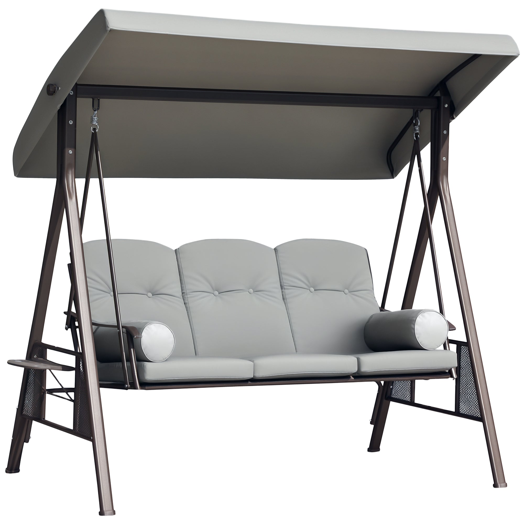Banco Baloiço de Jardim 3 Lugares Cinzento 206x116x183cm