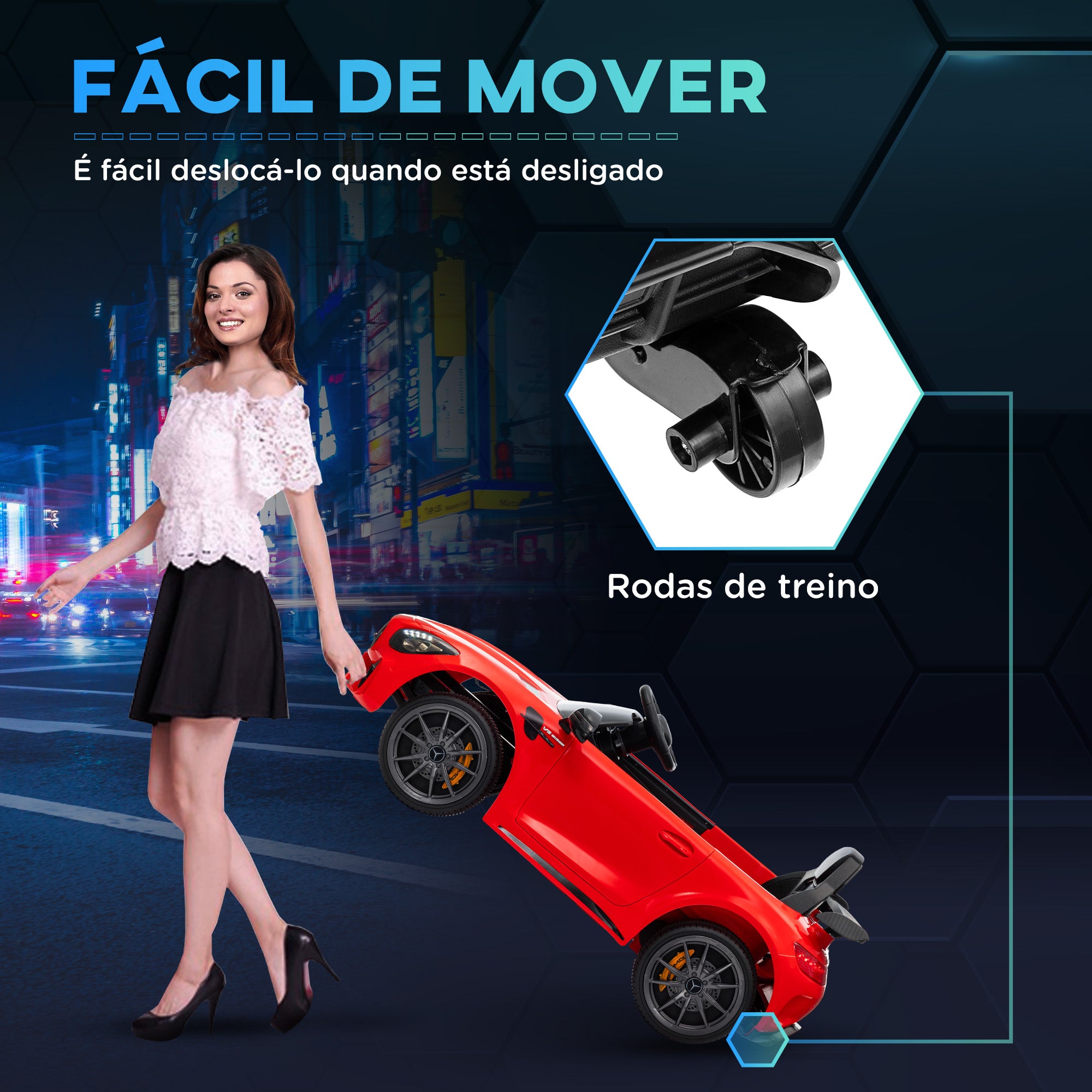Carro Elétrico Infantil Vermelho 108x67x46 cm com Controlo Remoto e Música