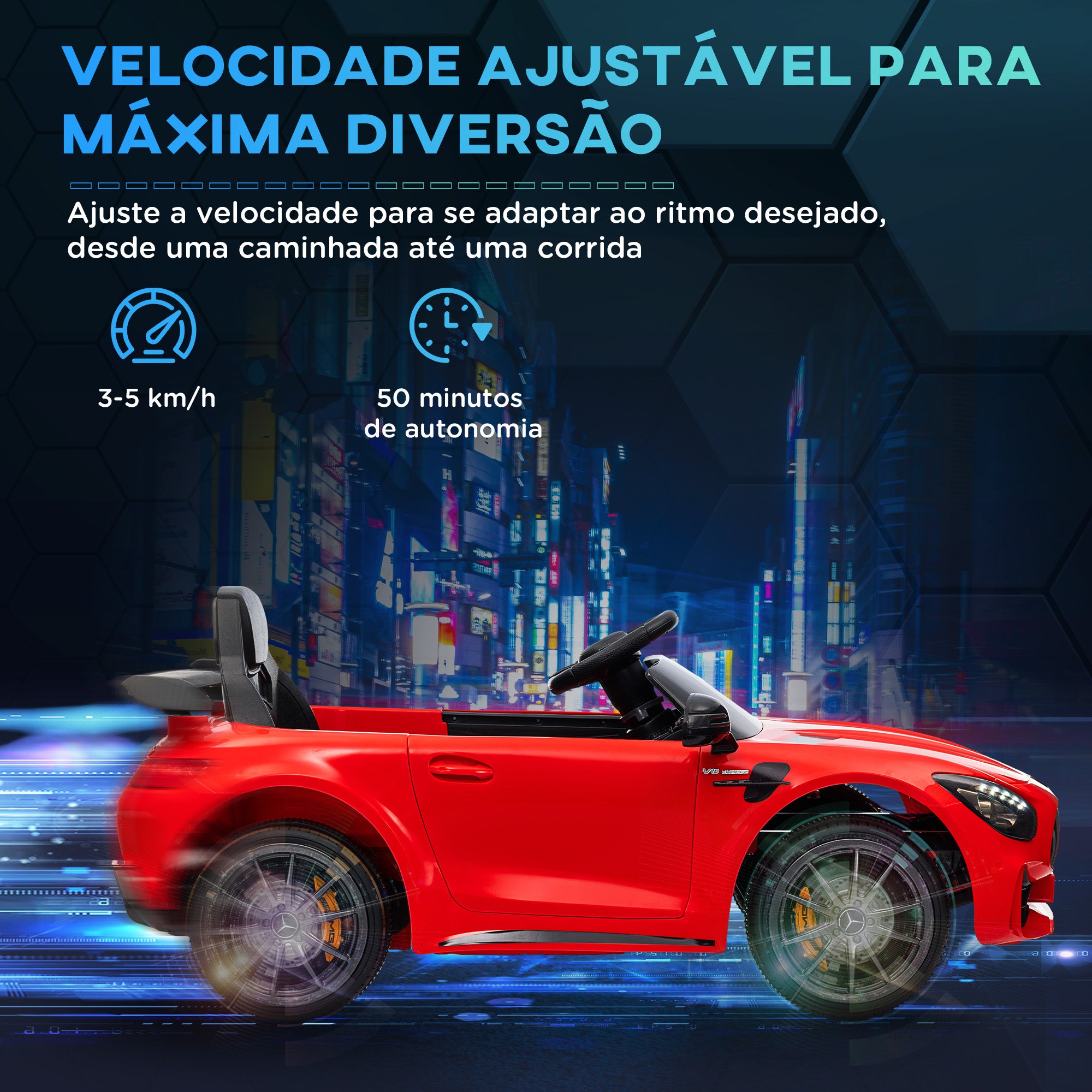 Carro Elétrico Infantil Vermelho 108x67x46 cm com Controlo Remoto e Música