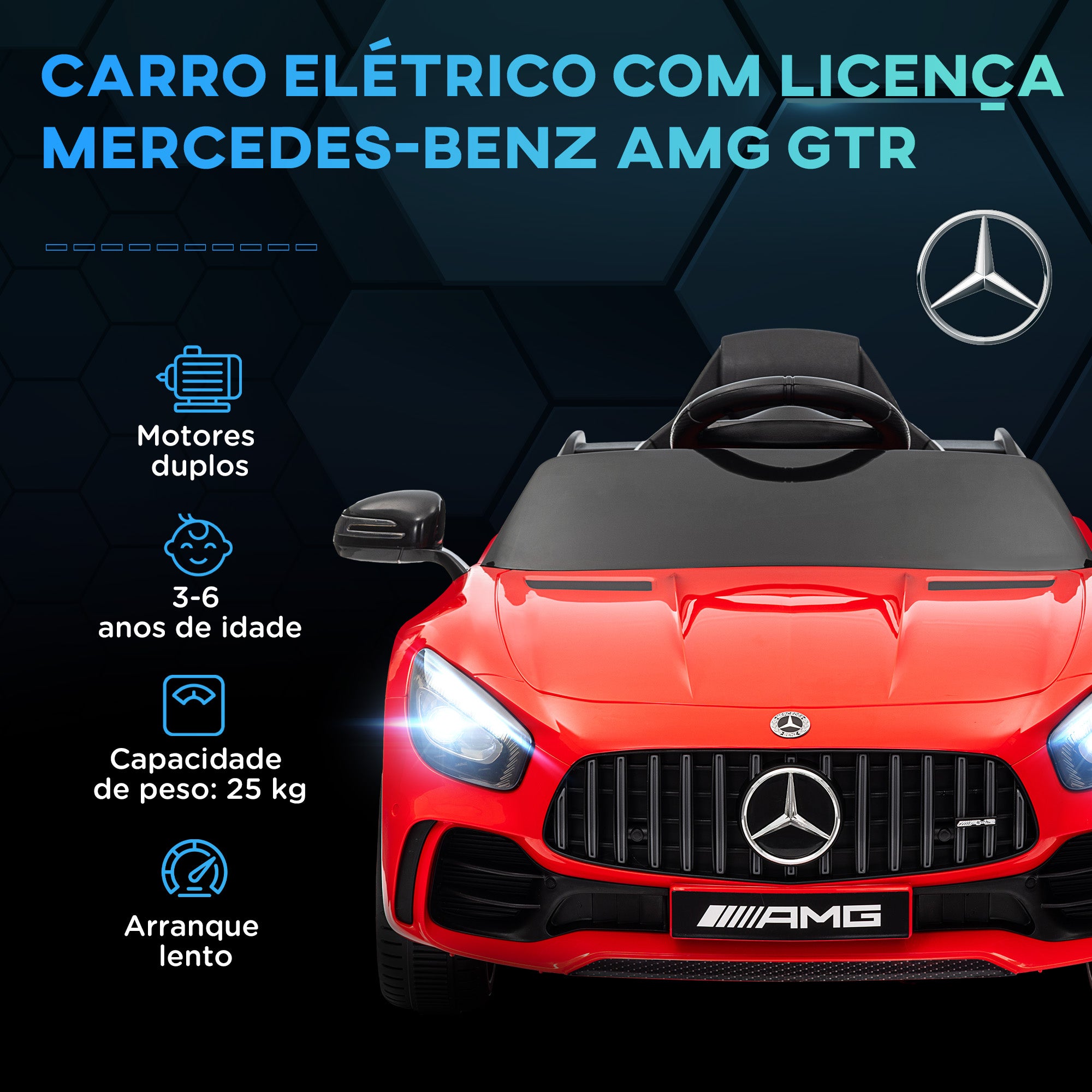 Carro Elétrico Infantil Vermelho 108x67x46 cm com Controlo Remoto e Música