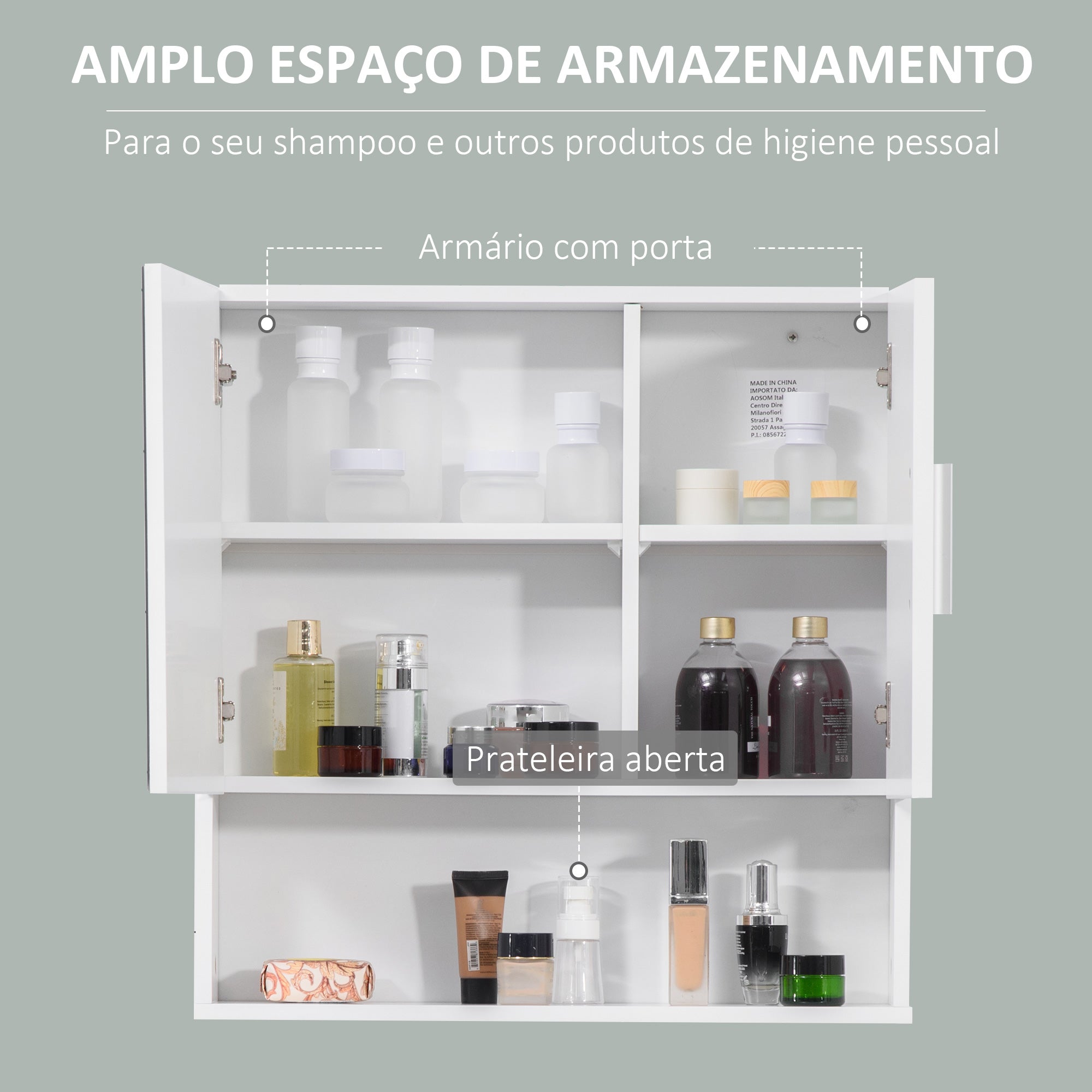 Armário Casa de Banho com Espelho Branco 54x15.2x55.3cm