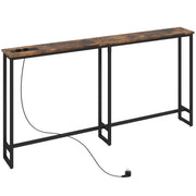 Mesa Consola Estreita 160x20x80 cm Castanho Rústico e Preto