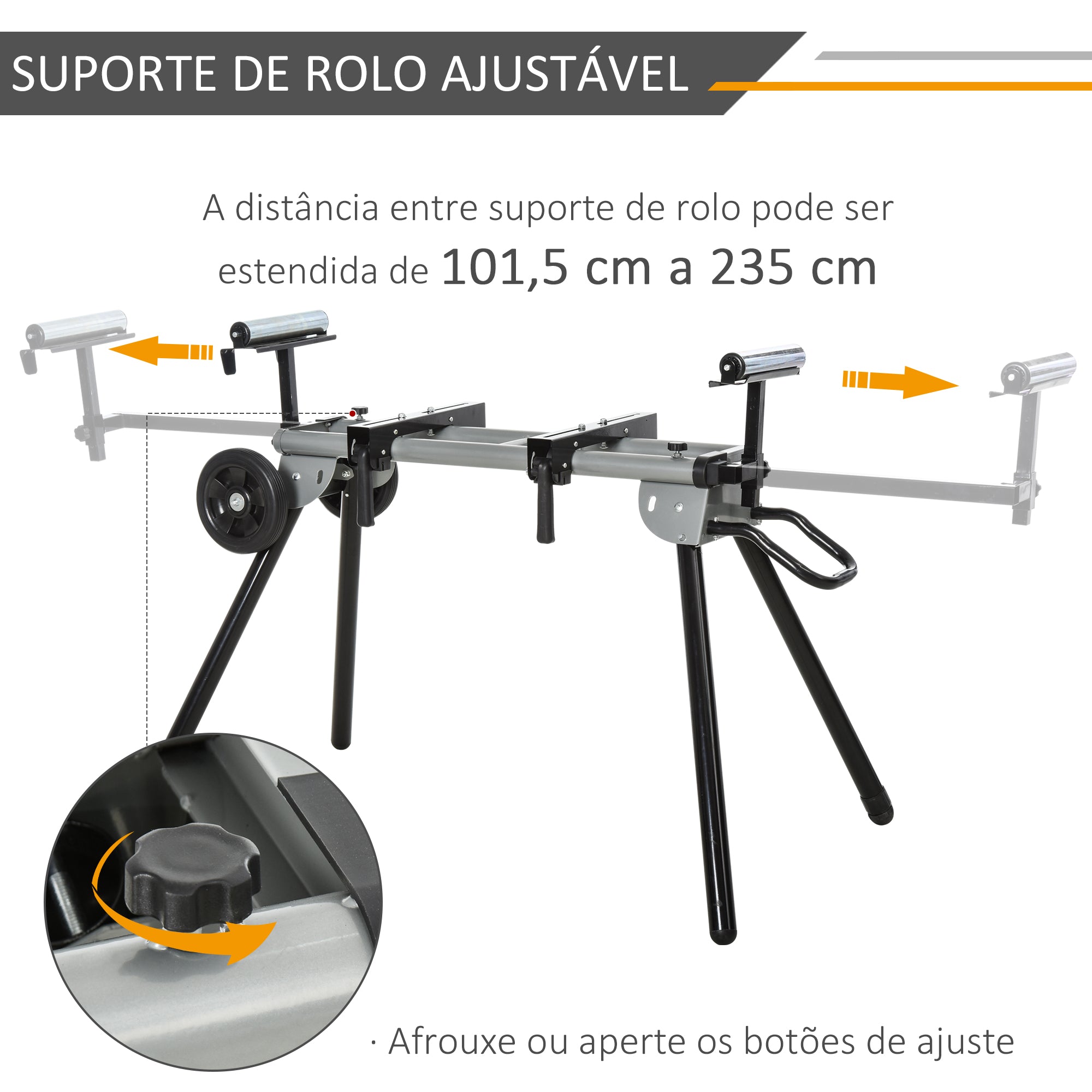 Suporte Universal para Serra de Esquadria Dobrável 245x73x96 cm Preto