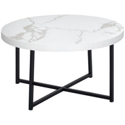 Mesa de Centro Redonda Elegante 80x80x45 cm - Branco e Preto