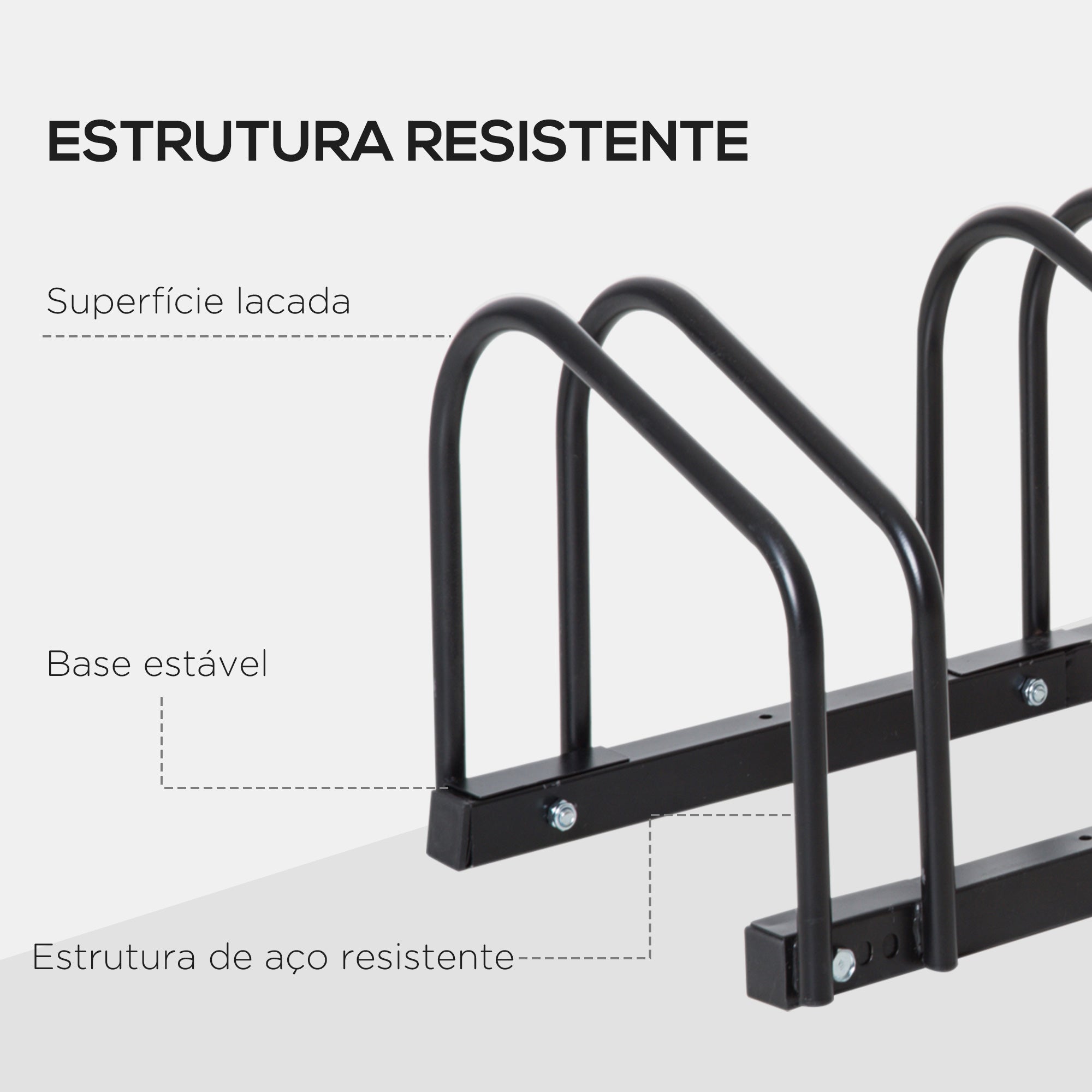 Estacionamento para 6 Bicicletas em Aço 179x33x27 cm - Cor Preto