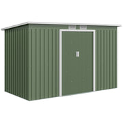Abrigo de Jardim Verde 280x130x172cm em Aço Galvanizado com Porta Corrediça e Ventilações