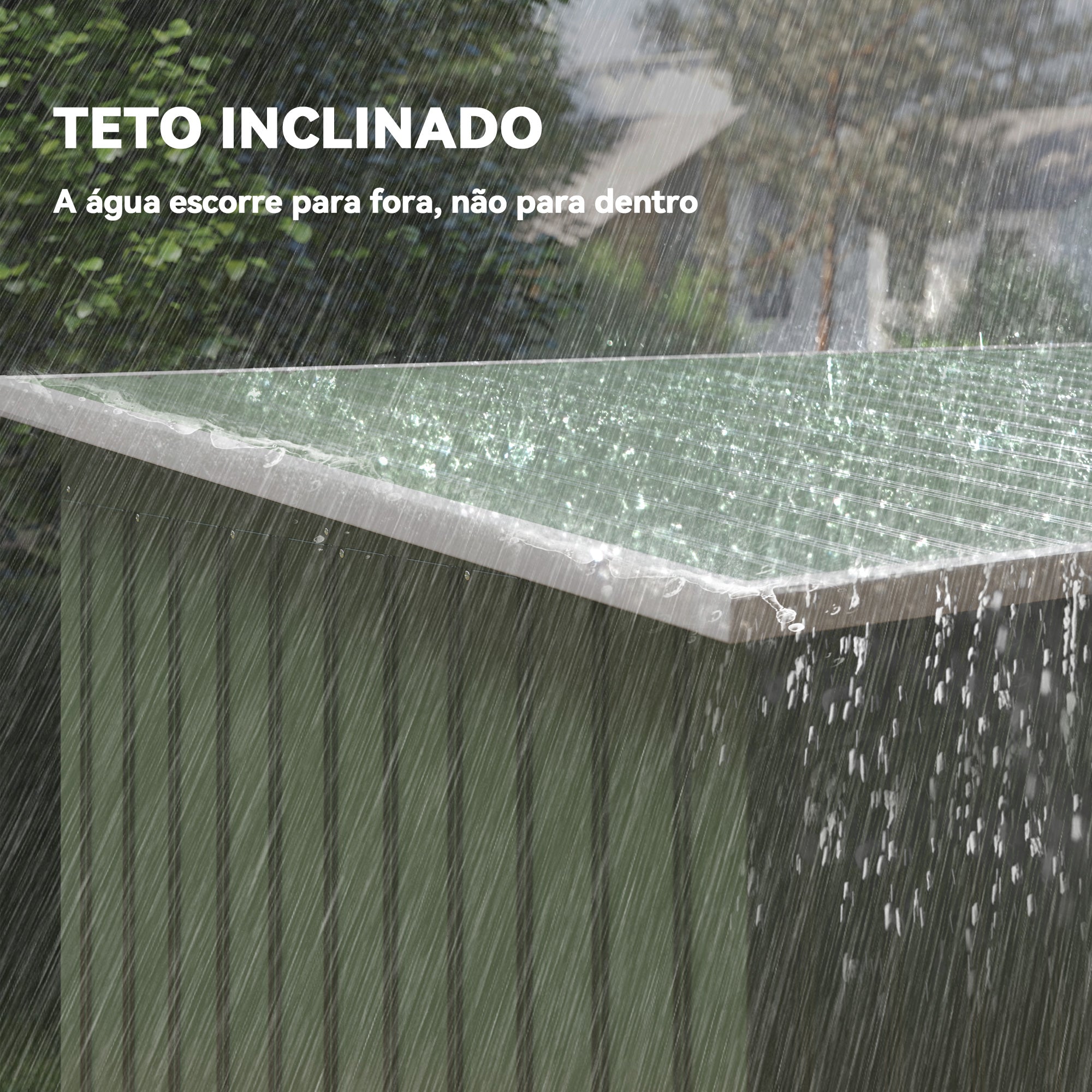 Abrigo de Jardim Verde 280x130x172cm em Aço Galvanizado com Porta Corrediça e Ventilações