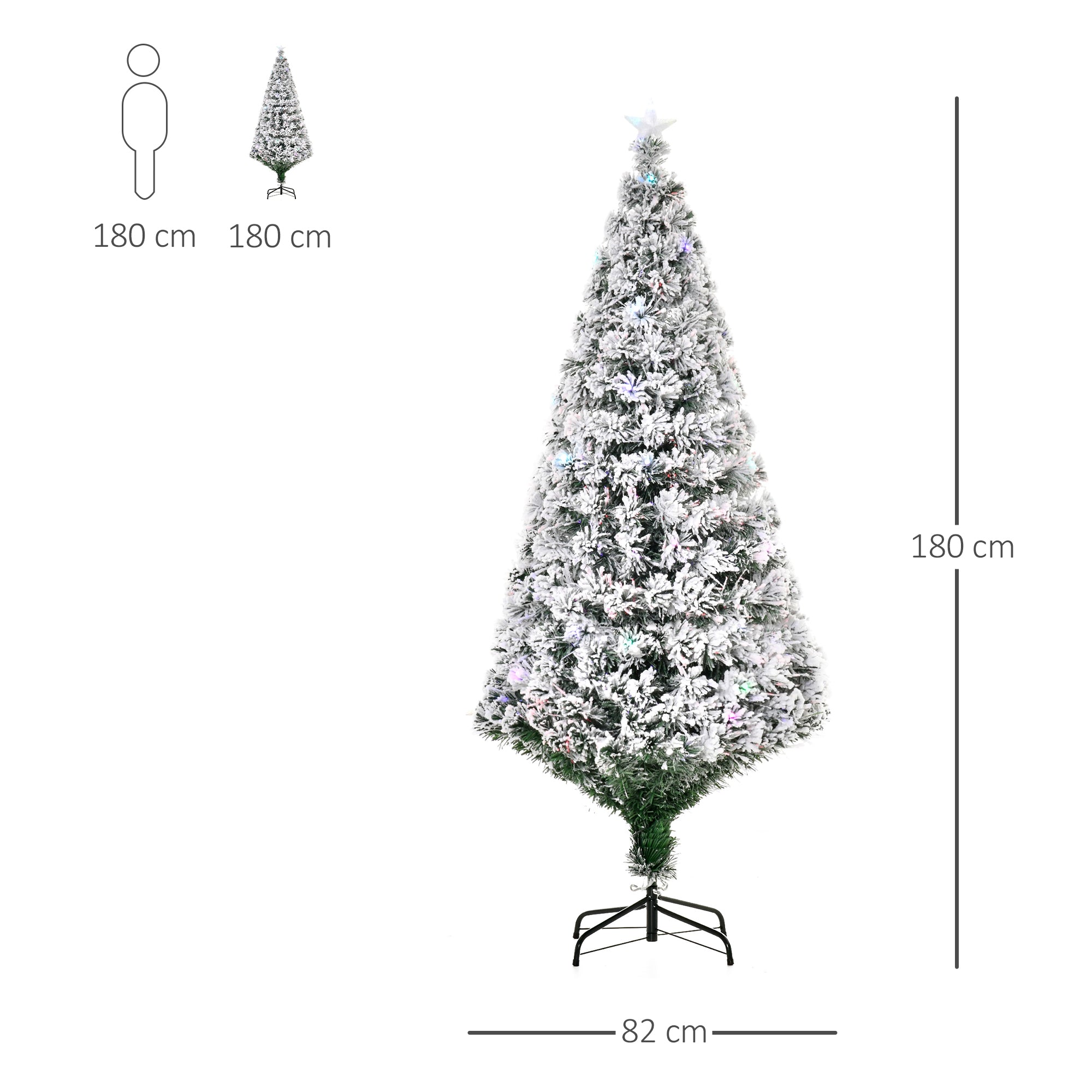 Árvore de Natal Artificial 180 cm Verde com Efeito Nevado e 32 Luzes LED