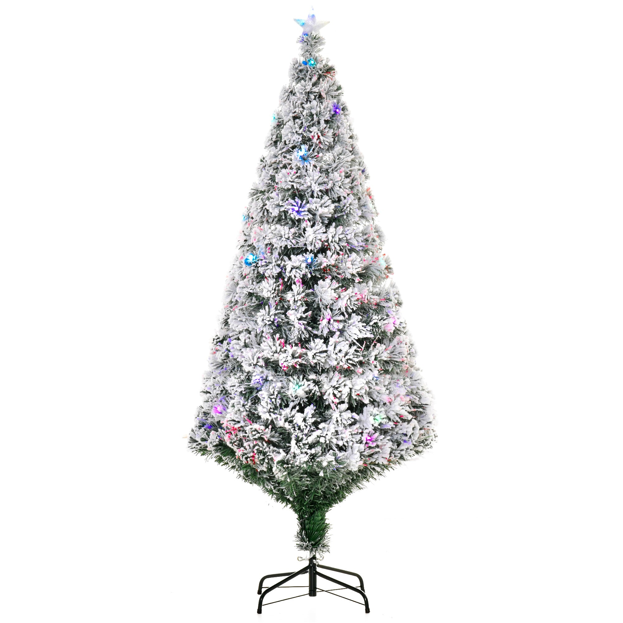 Árvore de Natal Artificial 180 cm Verde com Efeito Nevado e 32 Luzes LED