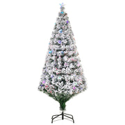 Árvore de Natal Artificial 180 cm Verde com Efeito Nevado e 32 Luzes LED