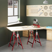 Conjunto de Cavaletes Telescópicos – 68x58x80-130 cm – Vermelho – Aço Q195