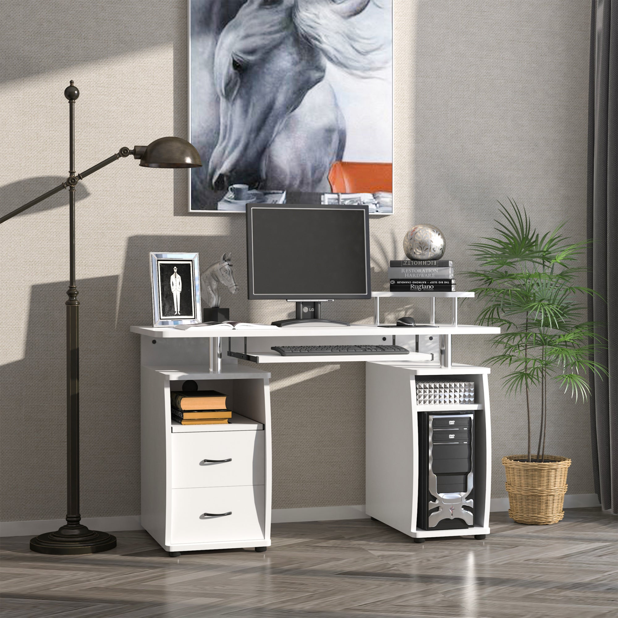 Mesa de Computador Compacta 120x55x85 cm - Branco
