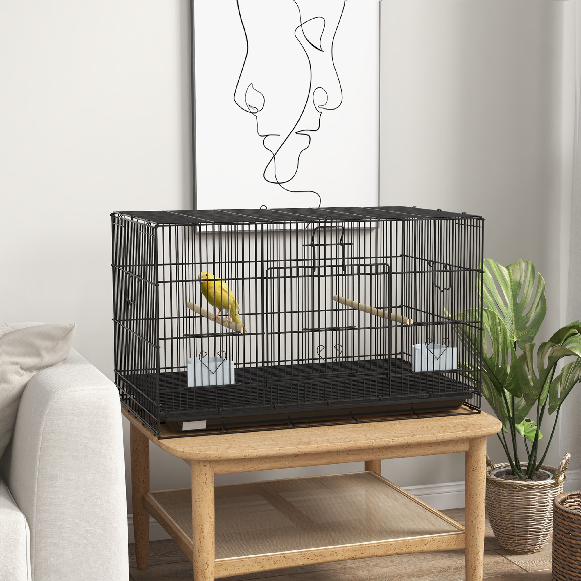 Gaiola para Pássaros – 77x46x45 cm – Preto – Metal e Plástico