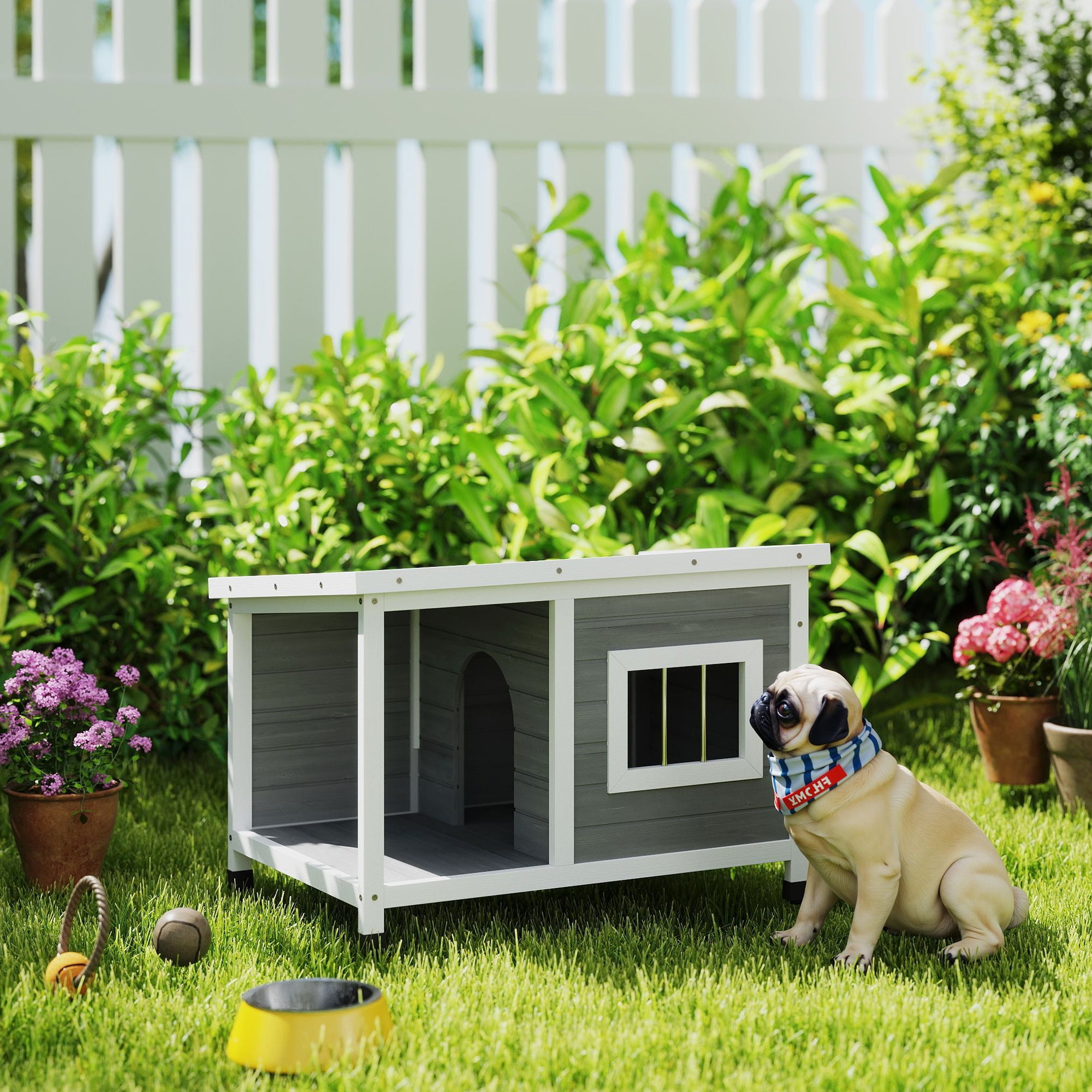 Casa para Cães de Madeira – 85,5x62x60cm – Cinza