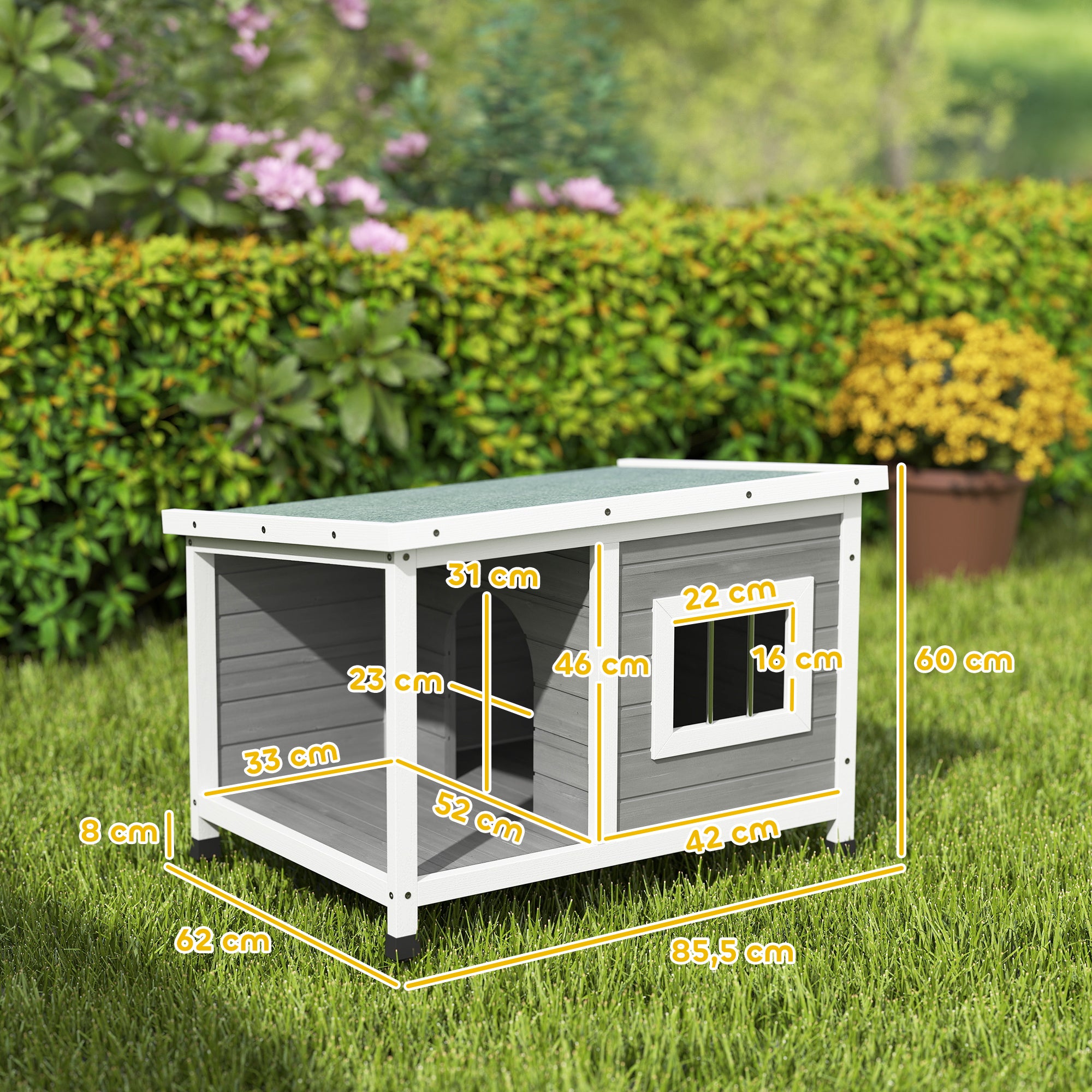 Casa para Cães de Madeira – 85,5x62x60cm – Cinza