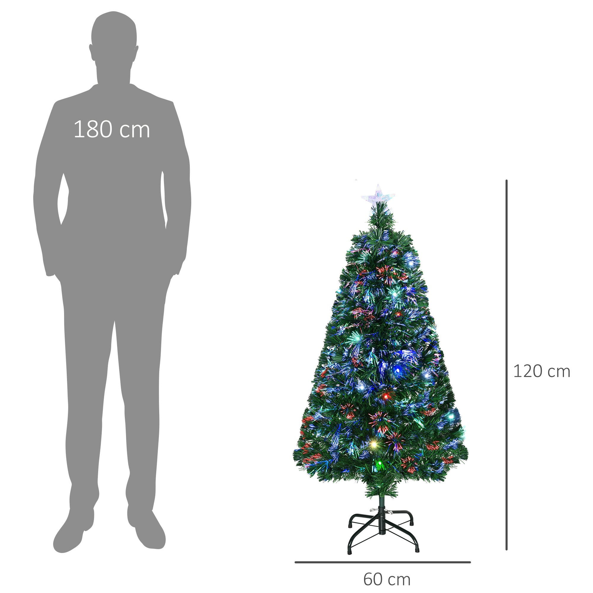 Árvore de Natal Artificial 120 cm Verde com 130 Ramos e Luzes LED