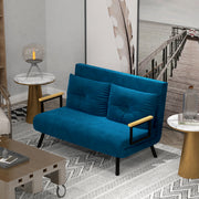 Sofá Cama Conversível – 102x73x81 cm – Azul Marrinho – Aço, Veludo, Espuma