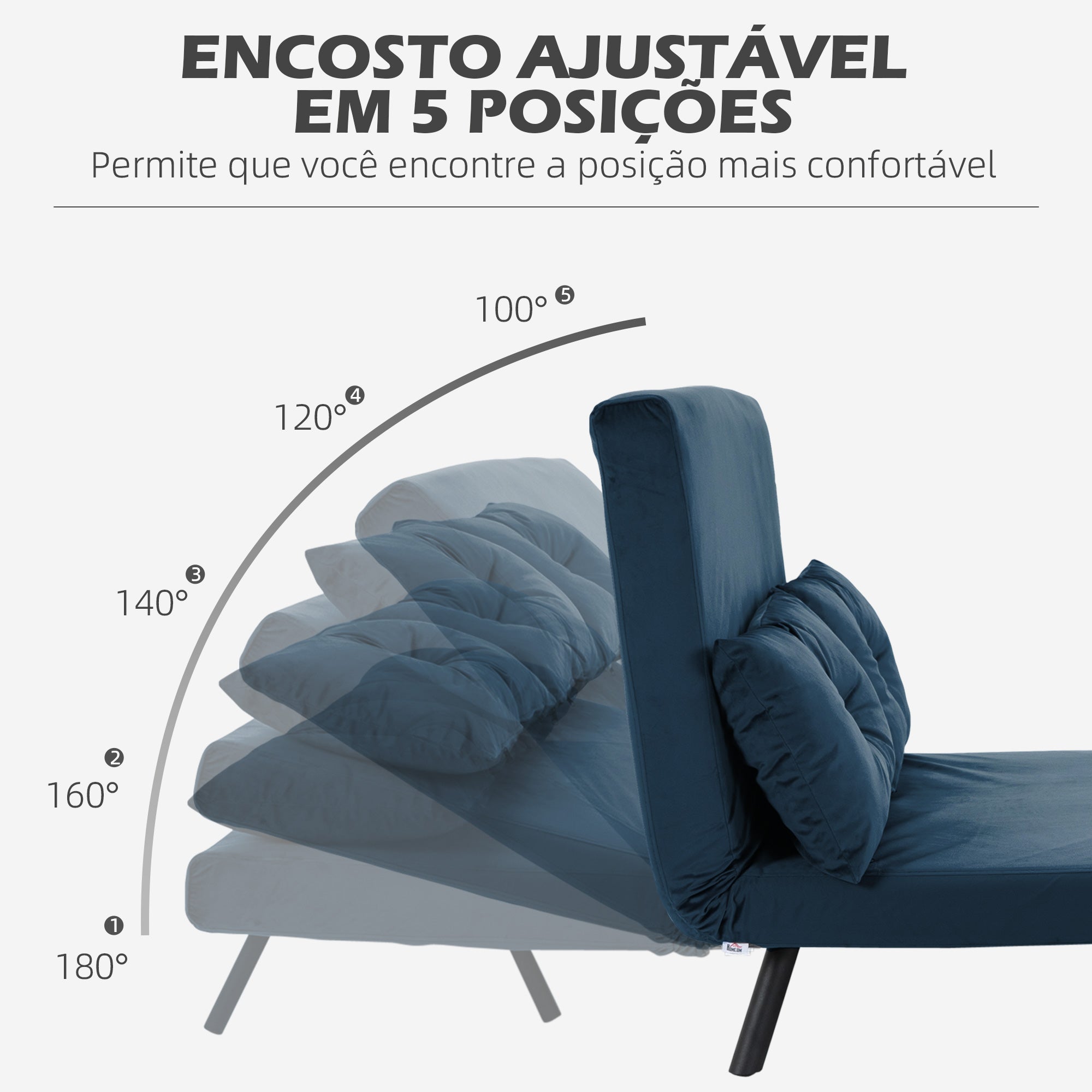 Sofá Cama Conversível em Cama de 2 Lugares Azul Marrinho 102x73x81 cm