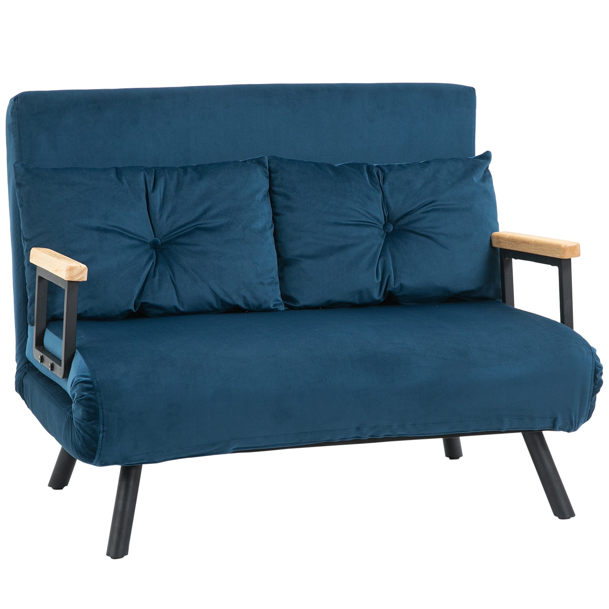 Sofá Cama Conversível em Cama de 2 Lugares Azul Marrinho 102x73x81 cm