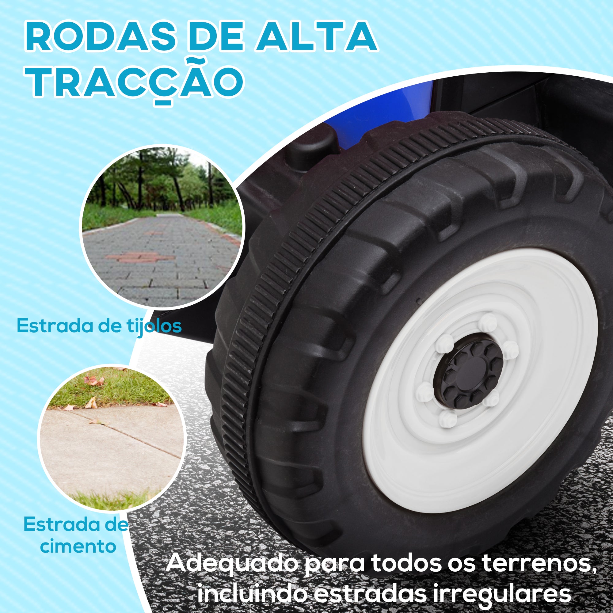 Trator Elétrico com Reboque Azul 136,5x50x52,5 cm para Crianças 3-6 Anos