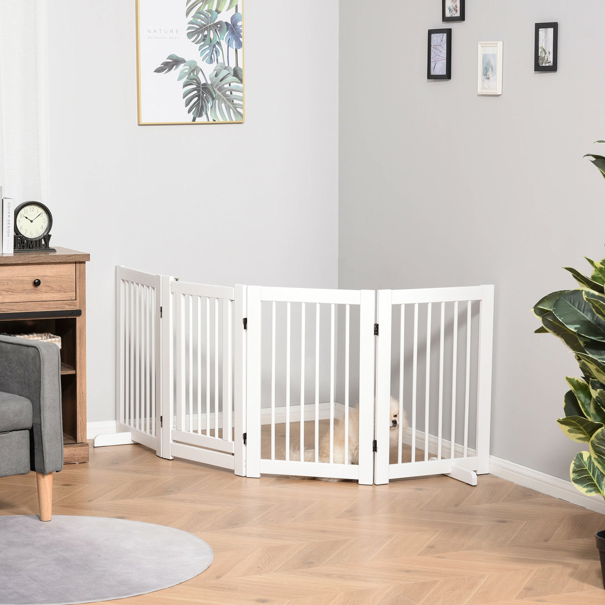 Barreira Dobrável para Animais de Estimação 220x36x91 cm - Branco
