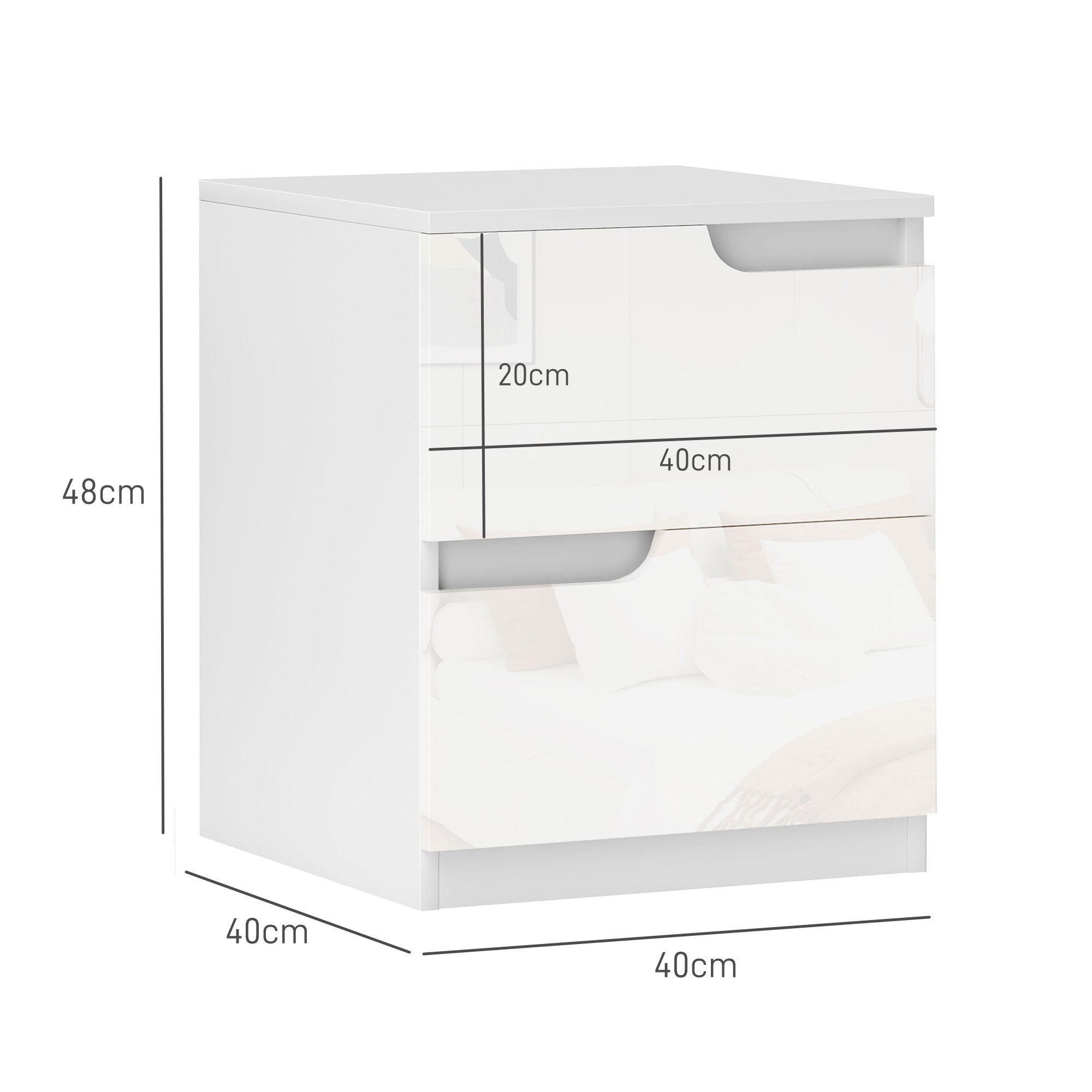 Mesa de Cabeceira Moderna 40x40x48 cm - Branco