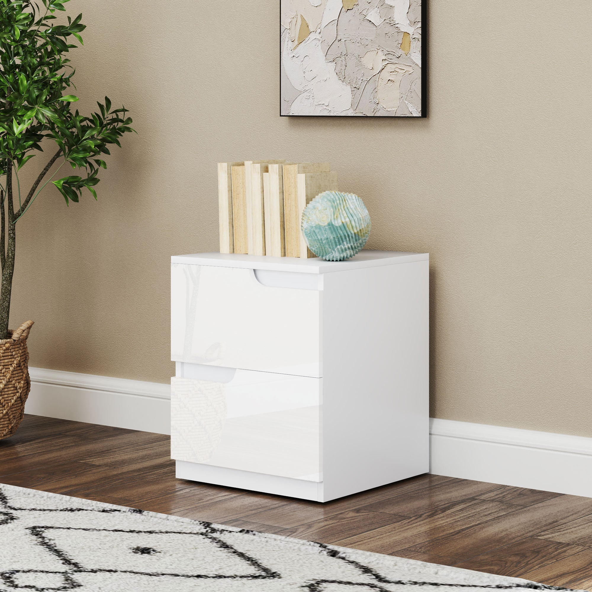 Mesa de Cabeceira Moderna 40x40x48 cm - Branco