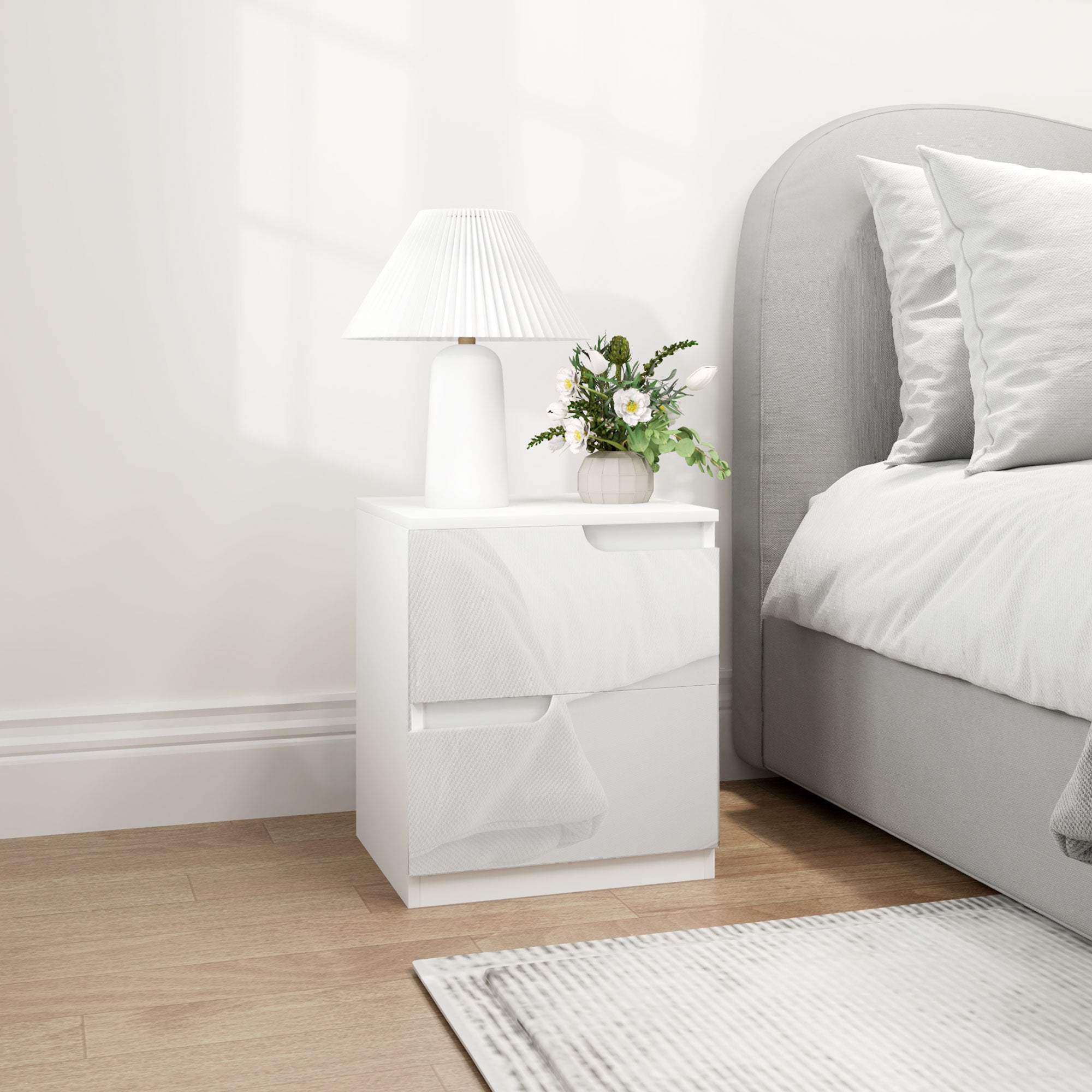 Mesa de Cabeceira Moderna 40x40x48 cm - Branco