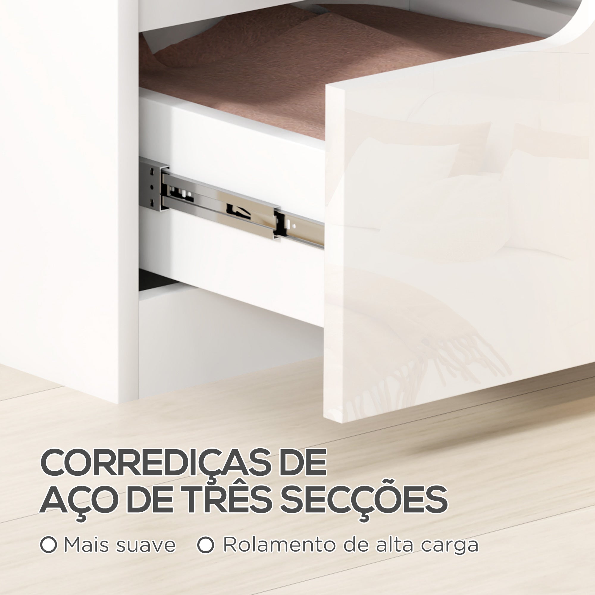Mesa de Cabeceira Moderna 40x40x48 cm - Branco